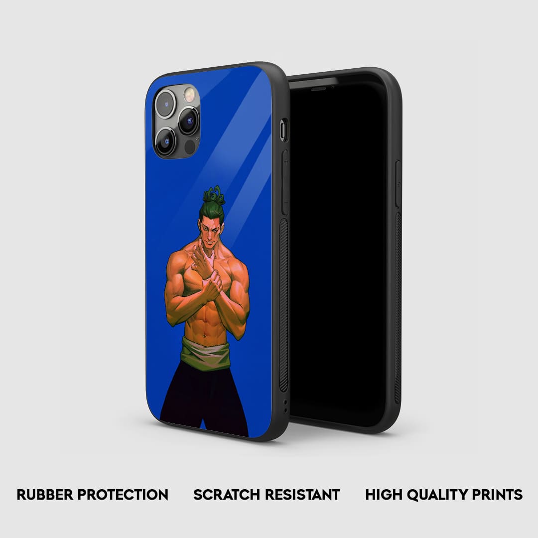 Side view of the Aoi Todo Blue Armored Phone Case, highlighting its thick, protective silicone.