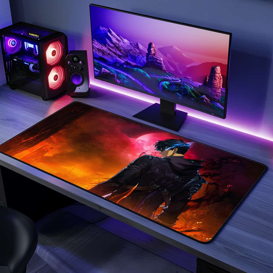 Ashborn Shadow Monarch Desk Mat with dark anime artwork