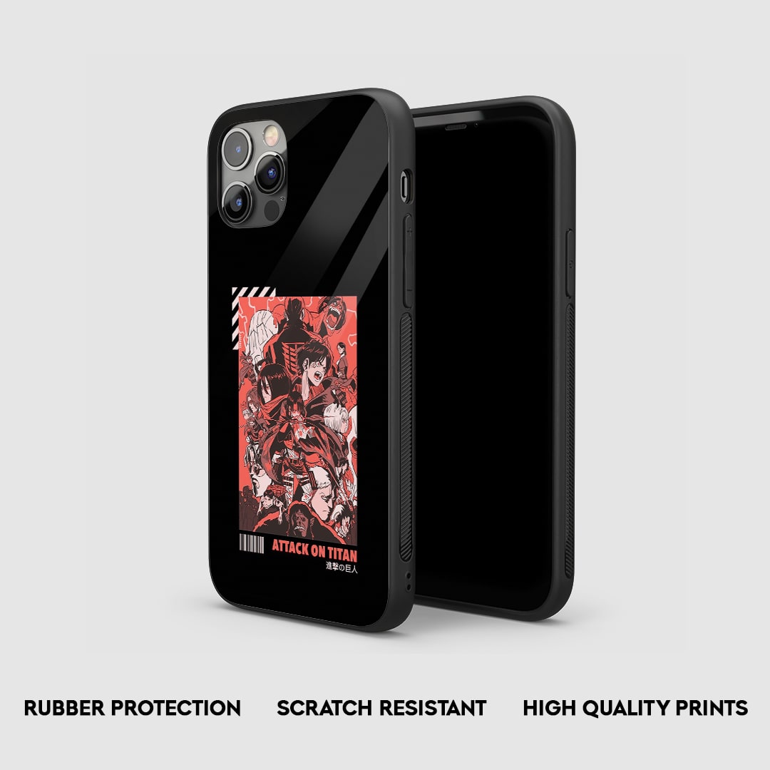 Side view of the Attack On Titan Armored Phone Case, highlighting its thick, protective silicone material.