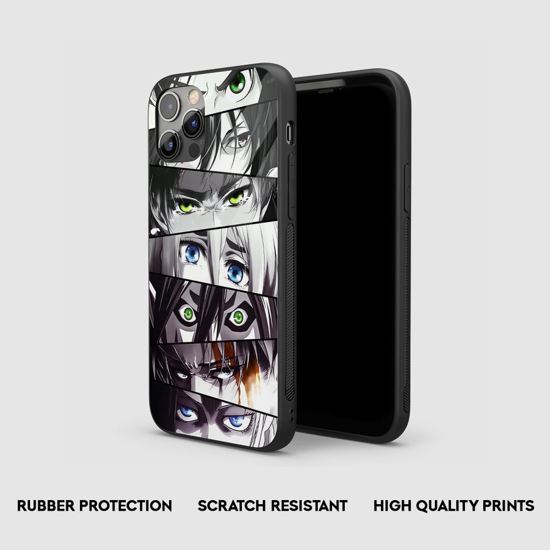 Side view of the AOT Eyes Armored Phone Case, highlighting its thick, protective silicone material.