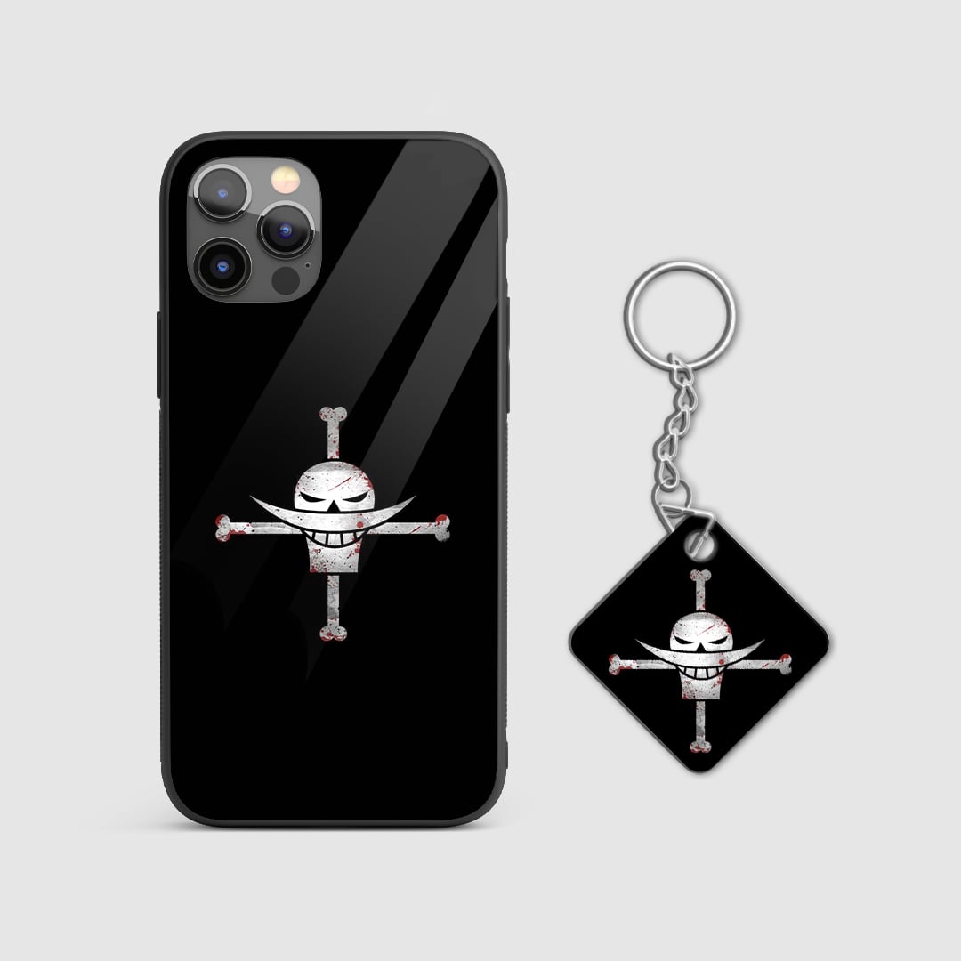Detailed view of the Black Beard artwork on the rugged silicone phone case with Keychain.