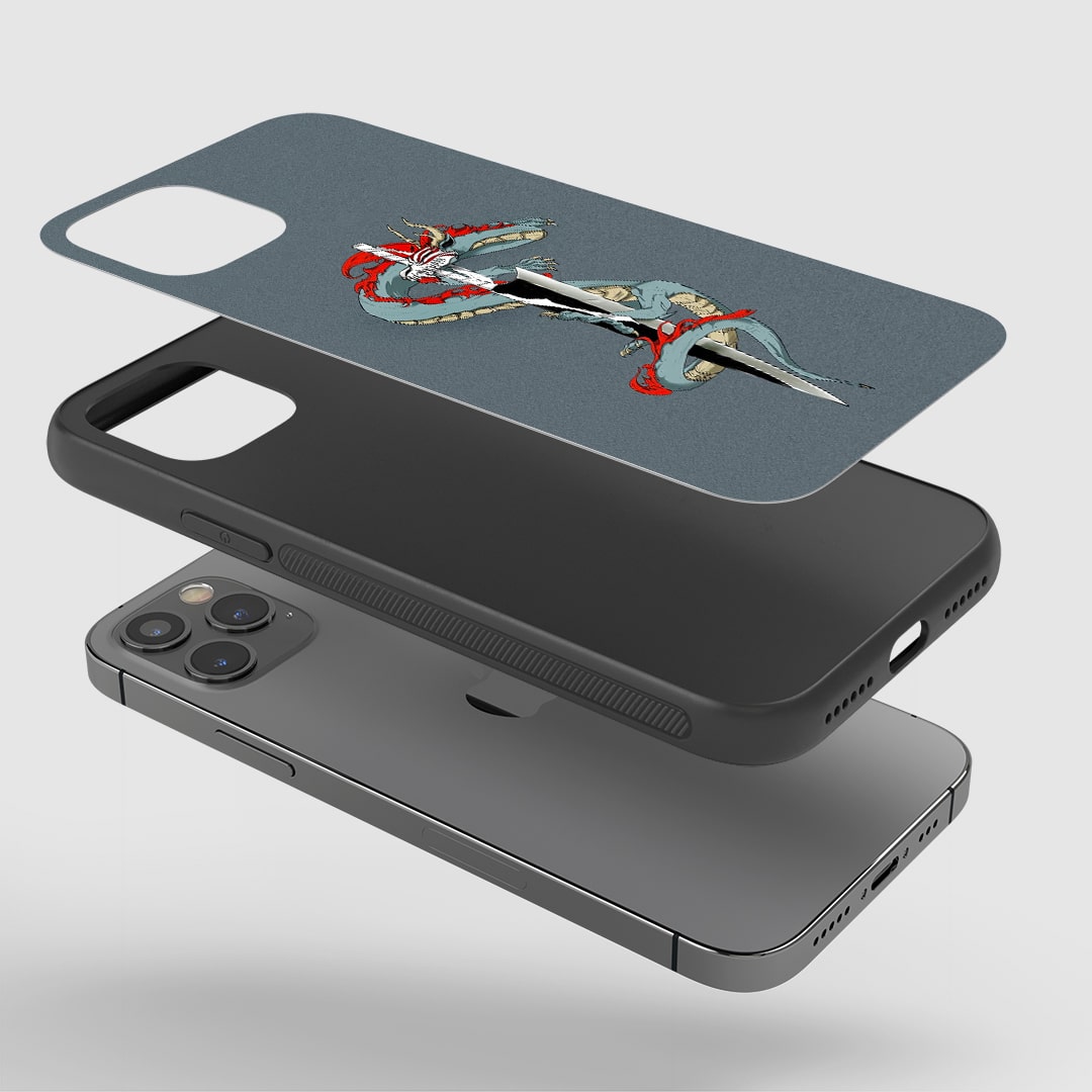 Shinigami Sword Phone Case installed on a smartphone, offering robust protection and a powerful design.