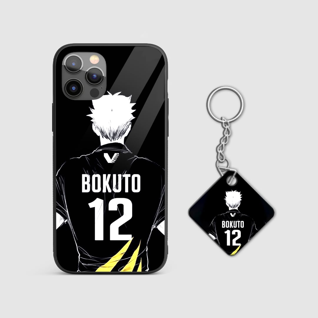 Back design of Haikyu Bokuto 12 armored phone case with Keychain