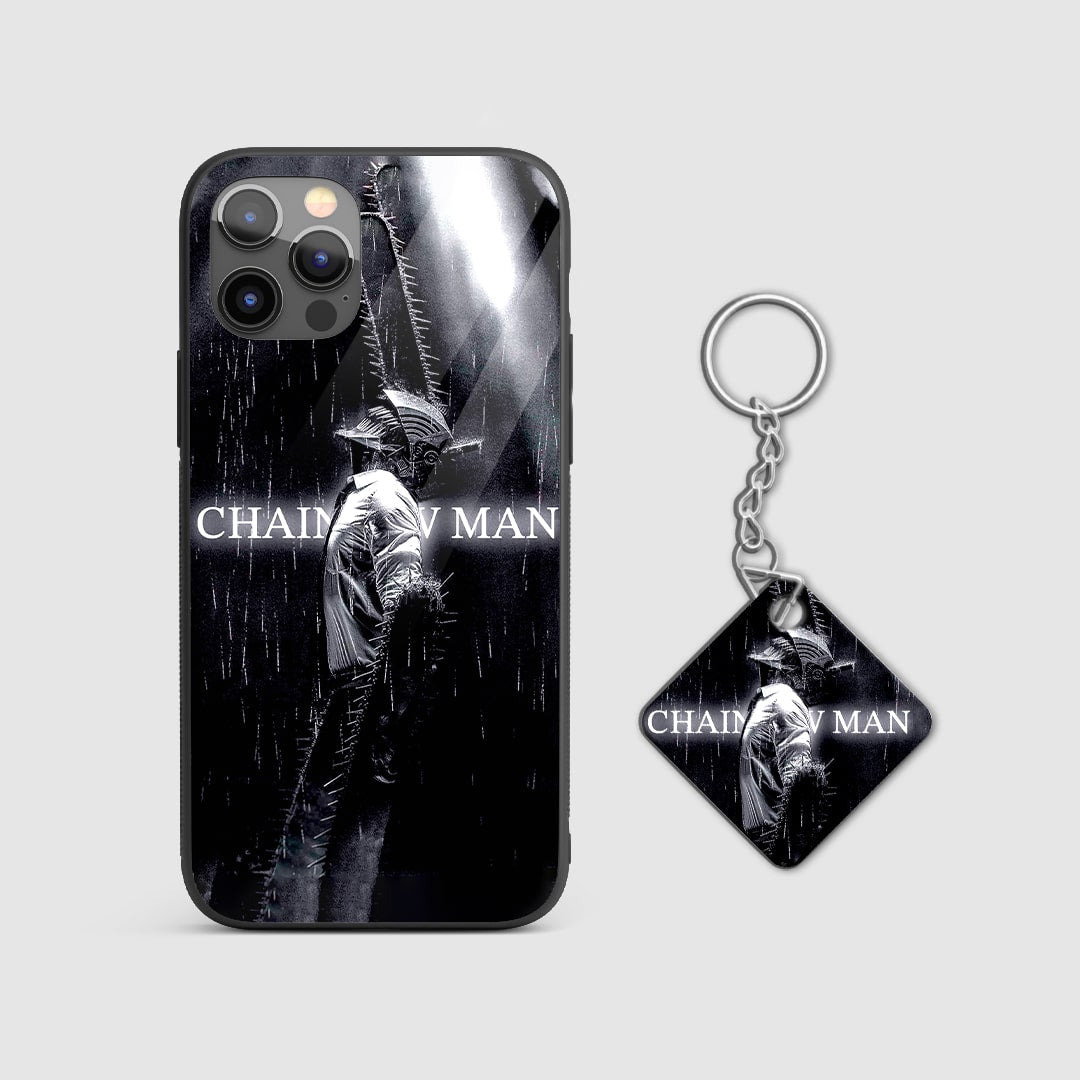 Back design of Chainsaw Man Chainsaw Noir armored case with Keychain