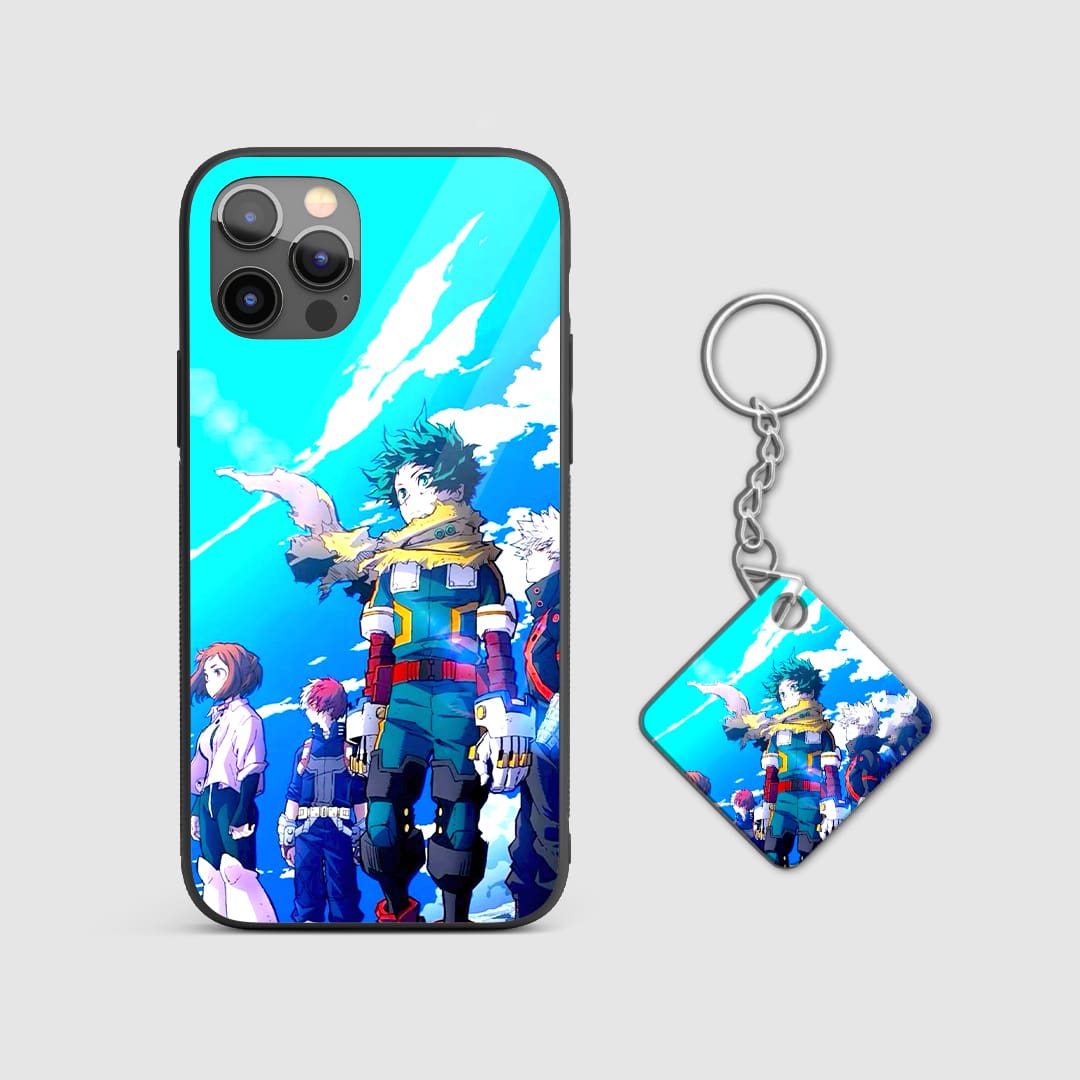 Durable My Hero Academia heroes phone case group artwork with Keychain