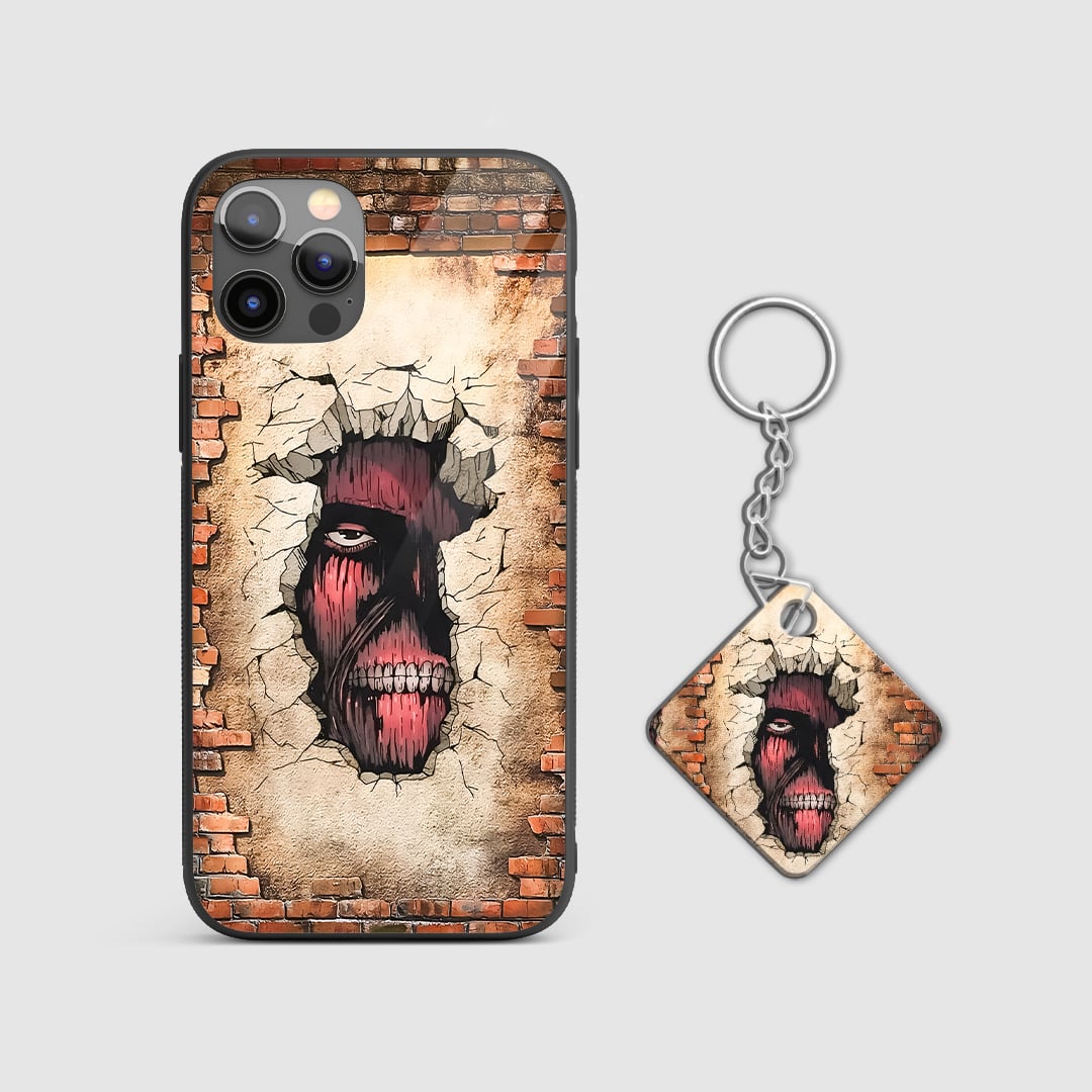 Back view showing Colossal Titan breaching Wall Maria design with Keychain.