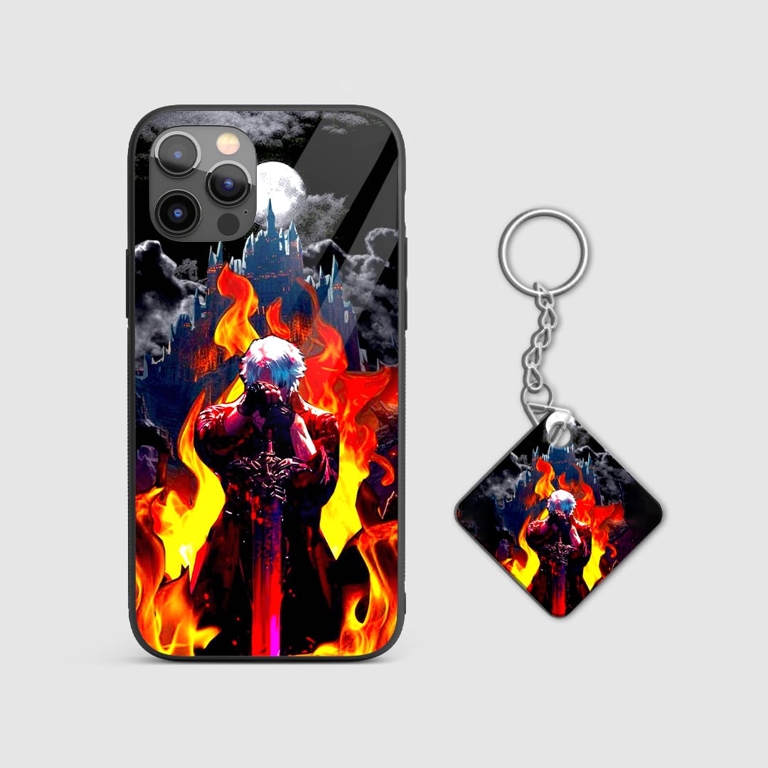 Anime Dante Sparda Sword silicone armored phone cover with Keychain
