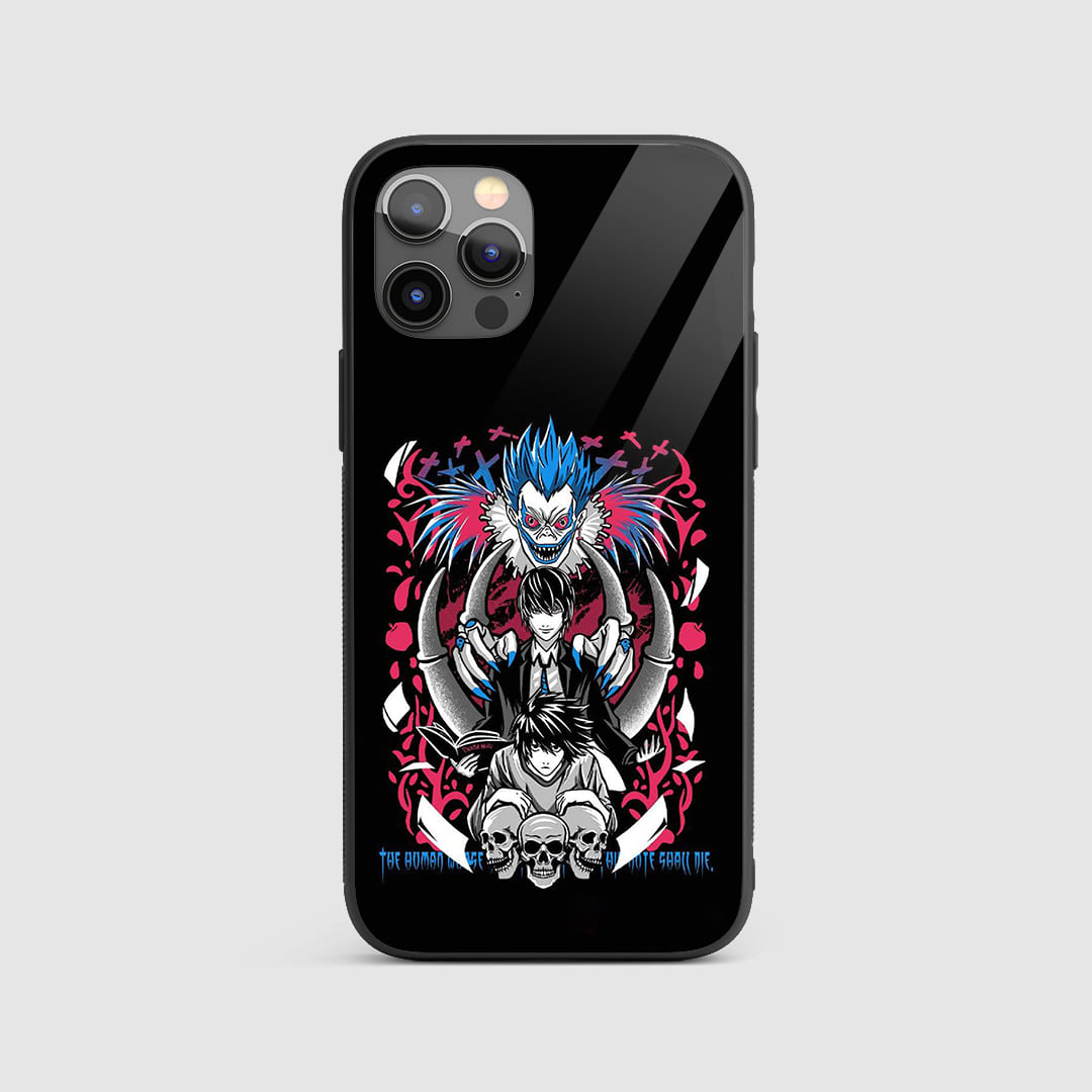 Death Note Graphic Silicone Armored Phone Case with vivid imagery of Light Yagami and Ryuk.
