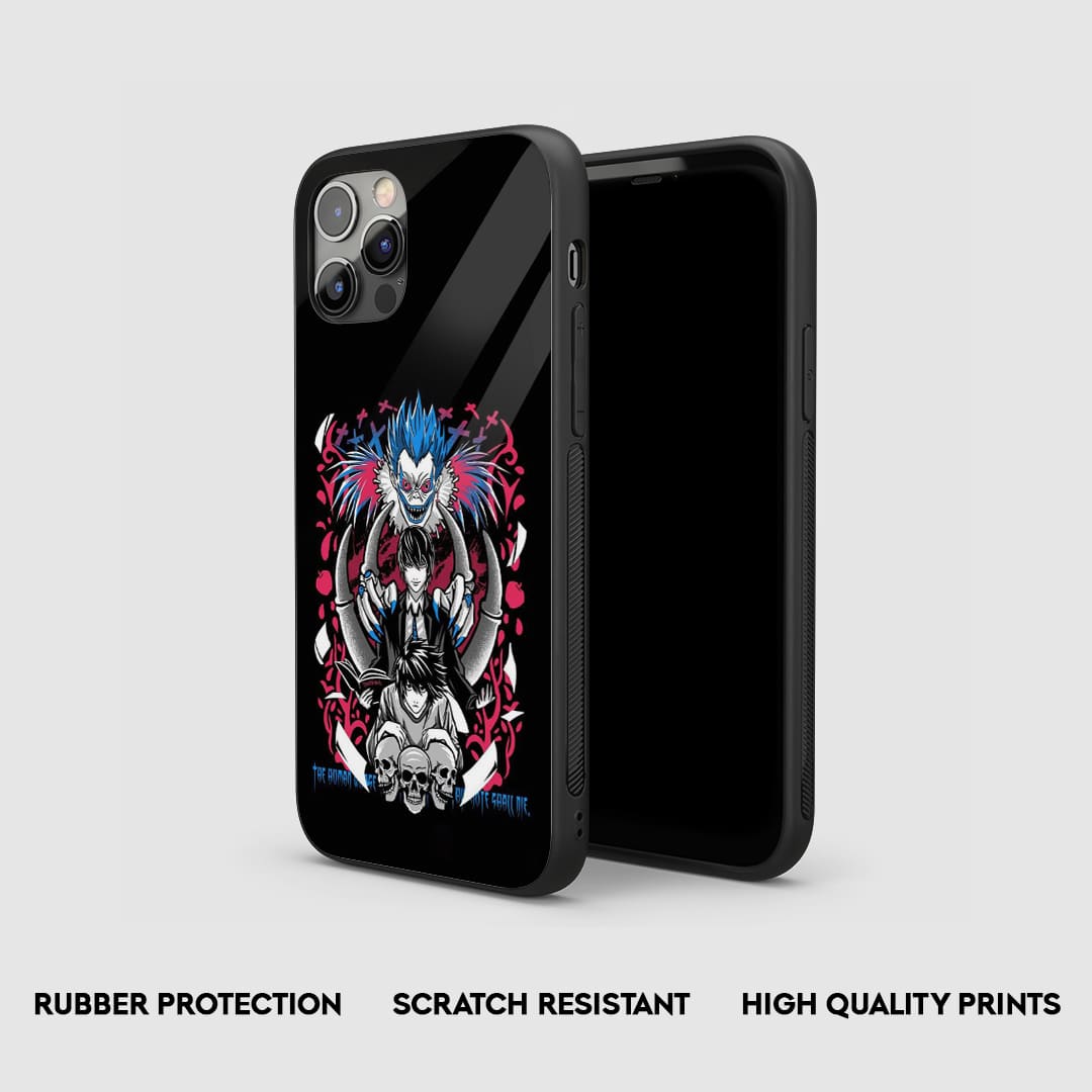 Side view of the Death Note Graphic Armored Phone Case, highlighting its thick, protective silicone.