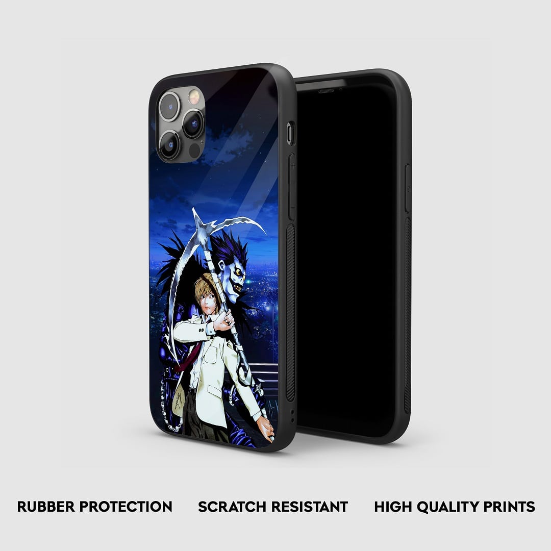 Side view of the Death Note Graphic Armored Phone Case, highlighting its thick, protective silicone.