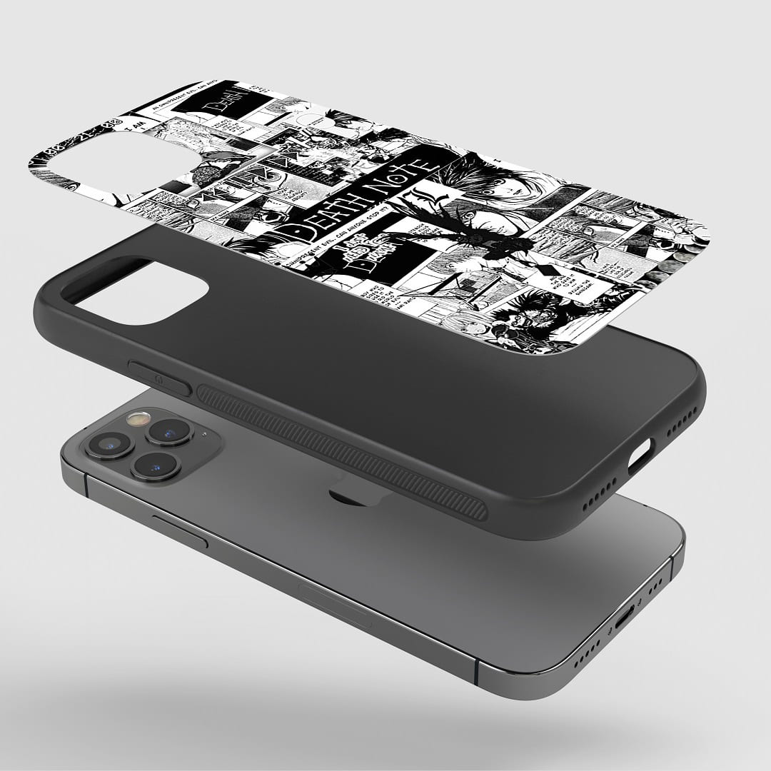 Death Note Manga Phone Case installed on a smartphone, offering full access to ports and maximum protection.