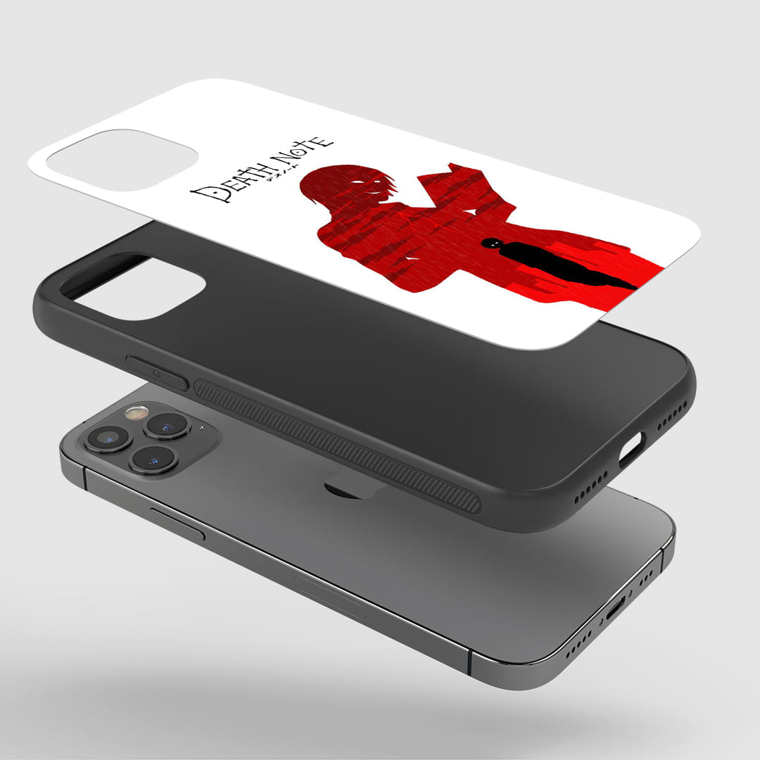 Death Note Minimalist Phone Case installed on a smartphone, ensuring comprehensive protection and sleek appearance.