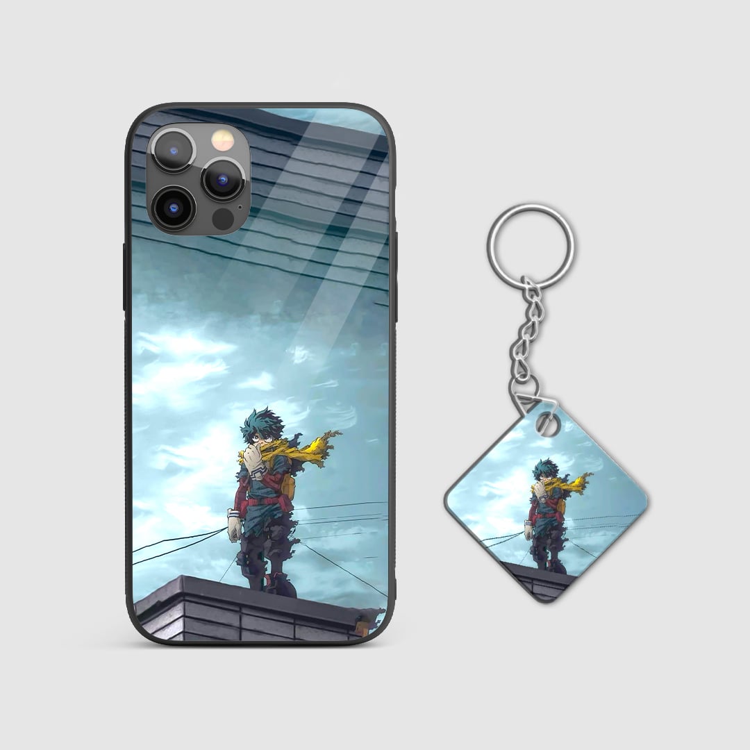 Durable My Hero Academia Deku Rooftop phone cover with Keychain
