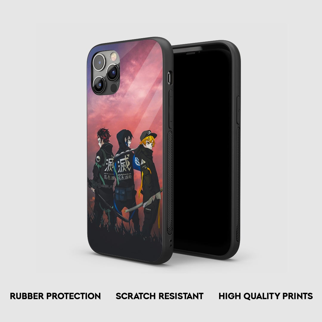 Side view of the Demon Slayer Aesthetic Armored Phone Case, highlighting its thick, protective silicone material.