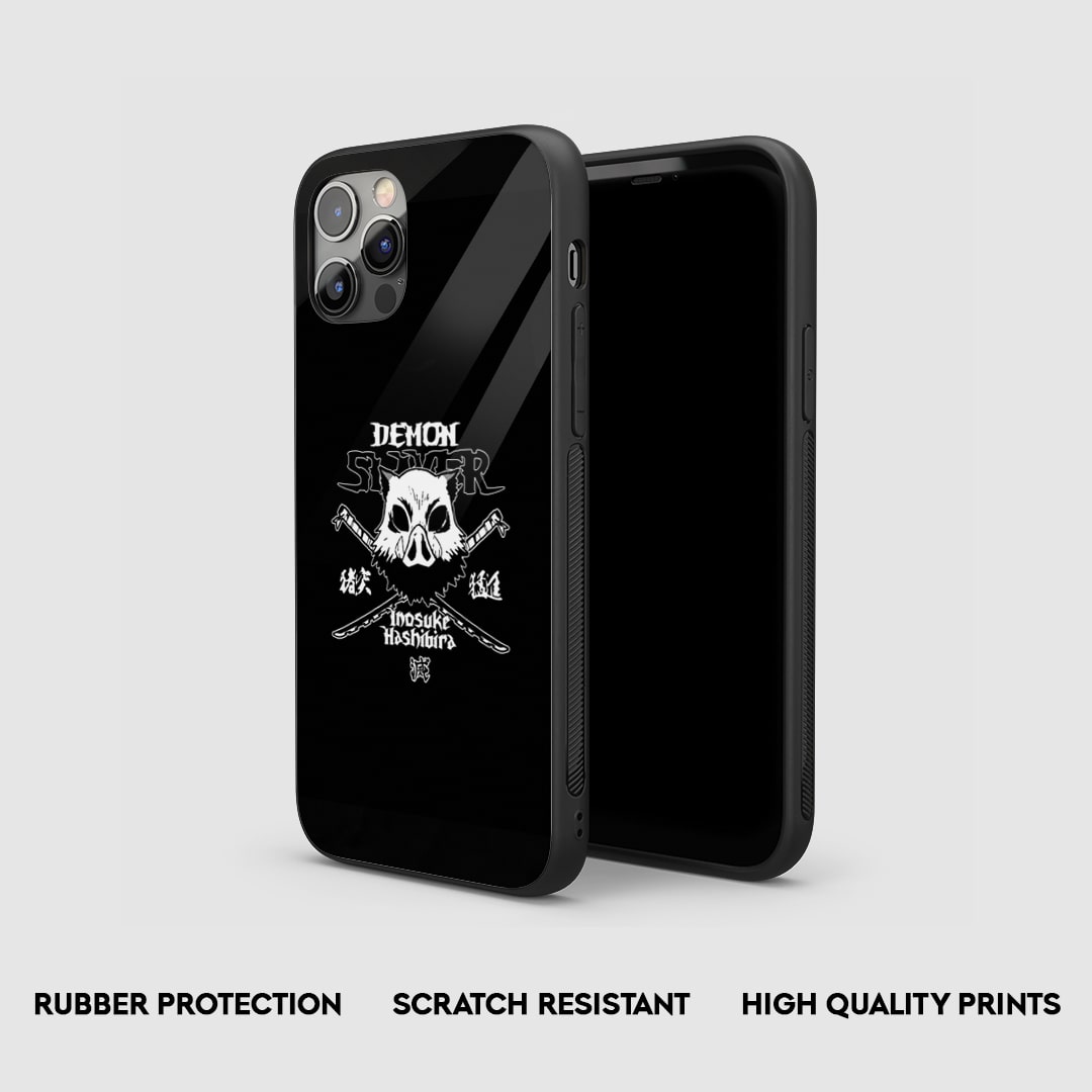 Side view of the Demon Inosuke Hashibira Armored Phone Case, highlighting its thick, protective silicone material.
