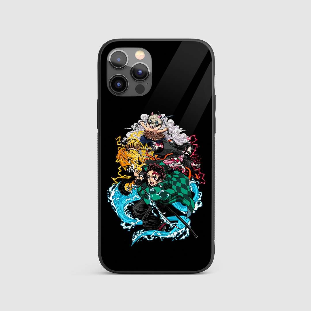 Demon Slayer Kimetsu Silicone Armored Phone Case featuring intense artwork of Demon Slayer characters.