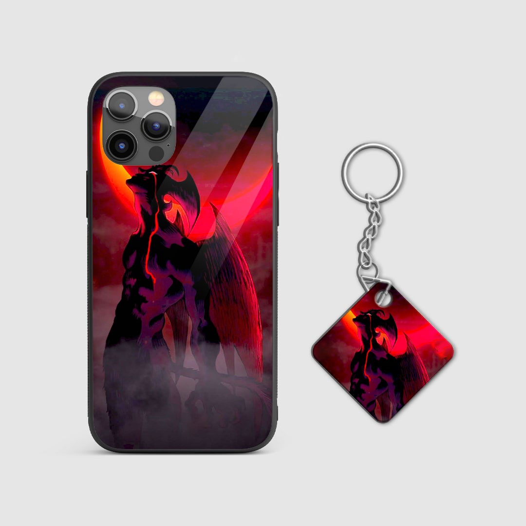 Durable Demon Silhouette silicone armored phone cover with Keychain