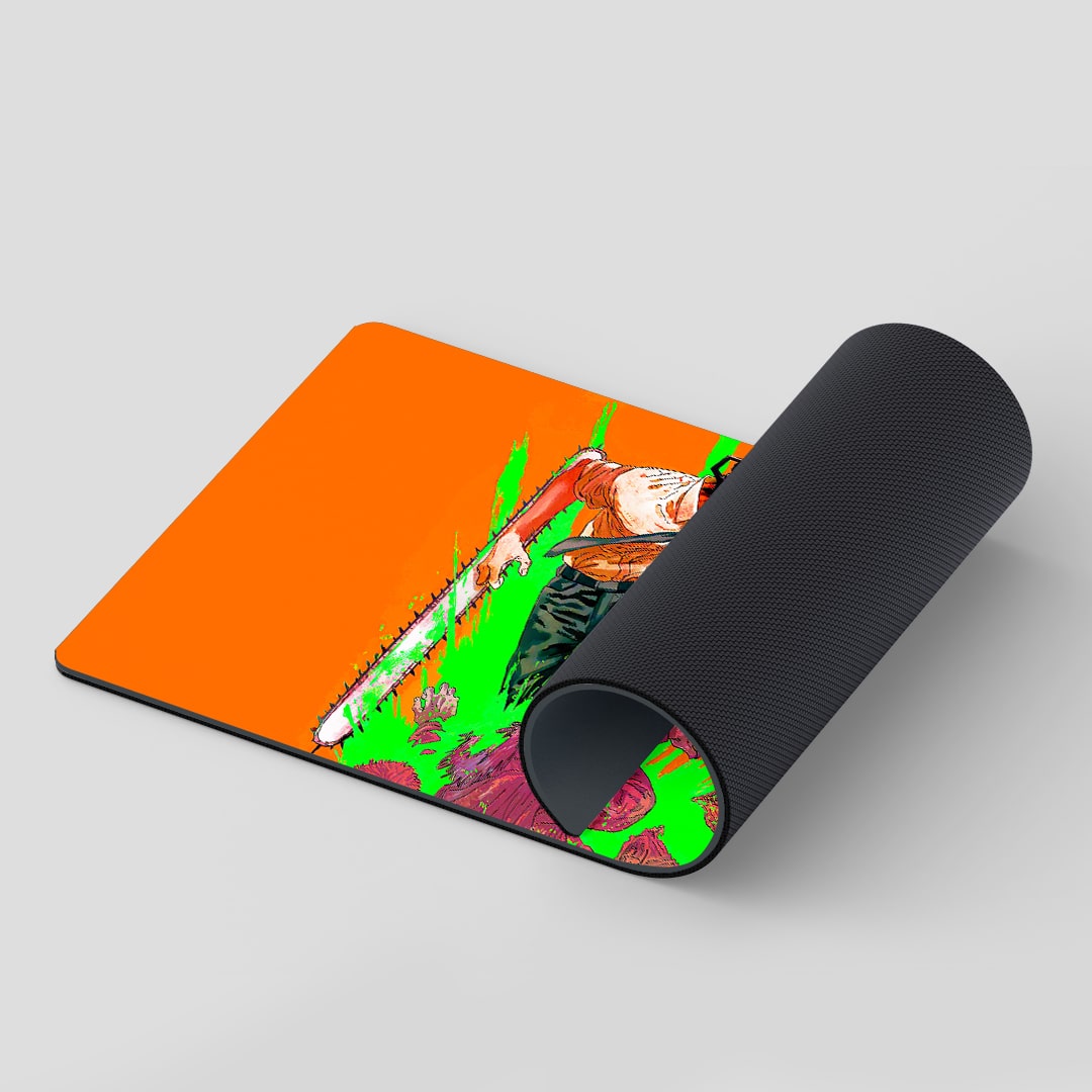 Vibrant anime desk mat inspired by Chainsaw Man