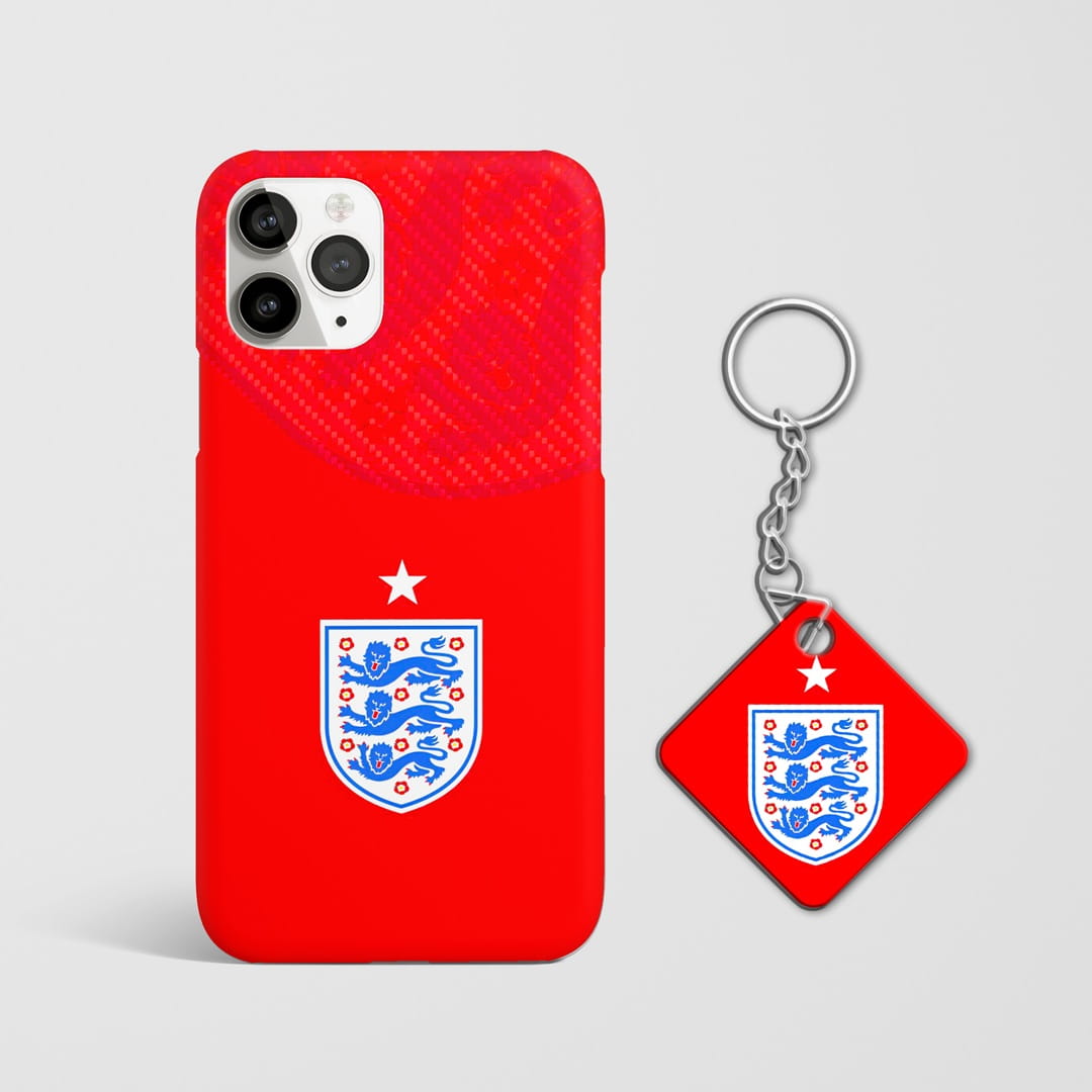 England football team textured mobile cover with Keychain