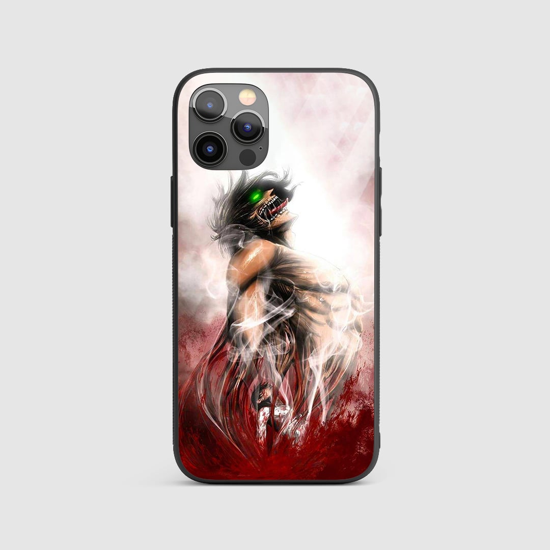 Eren Titan Silicone Armored Phone Case featuring striking artwork of Eren Yeager in Titan form.