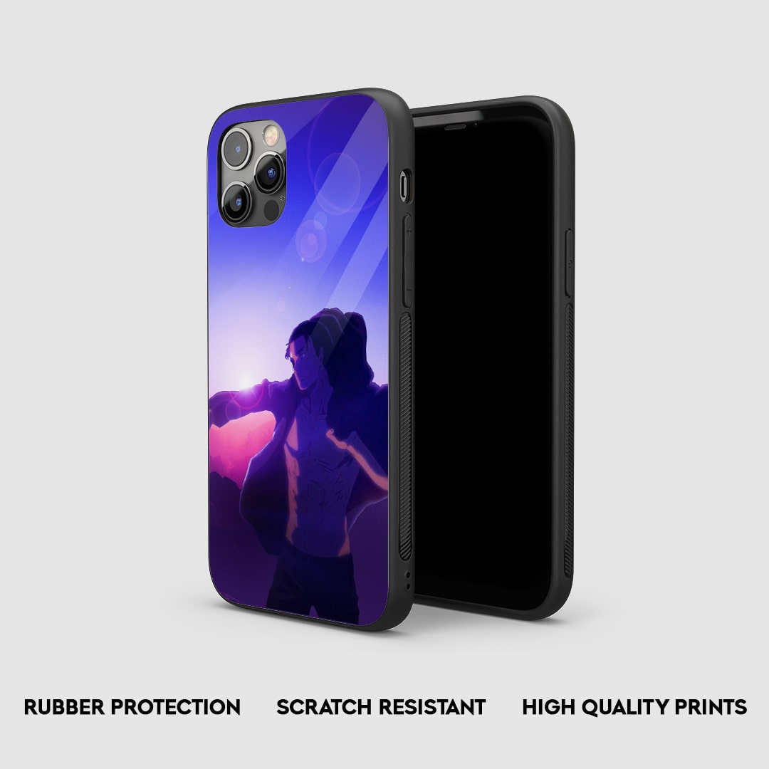 Side view of the Eren Yeager Bright Armored Phone Case, highlighting its thick, protective silicone material.