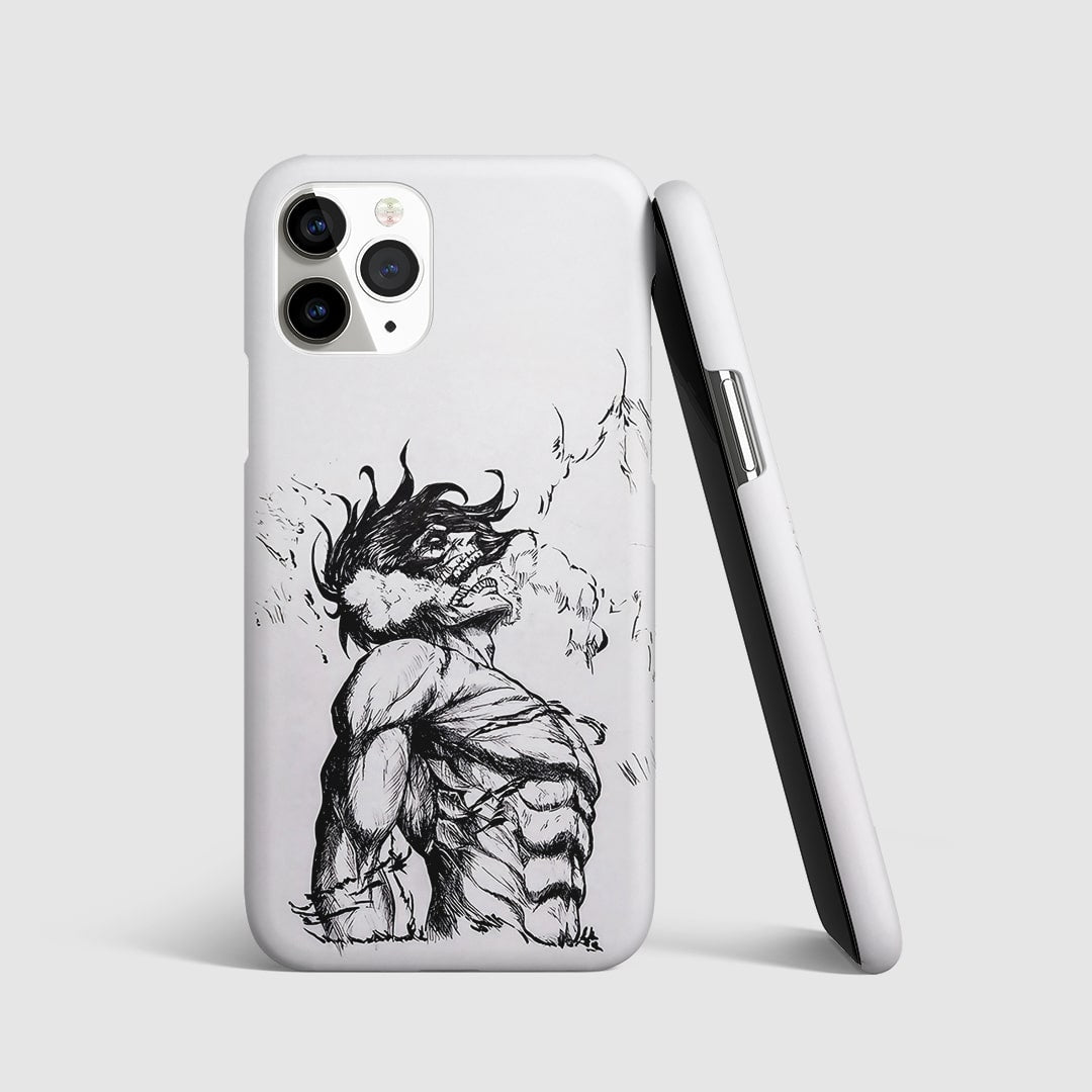Eren Titan Sketch Phone Cover with hand-drawn titan artwork.