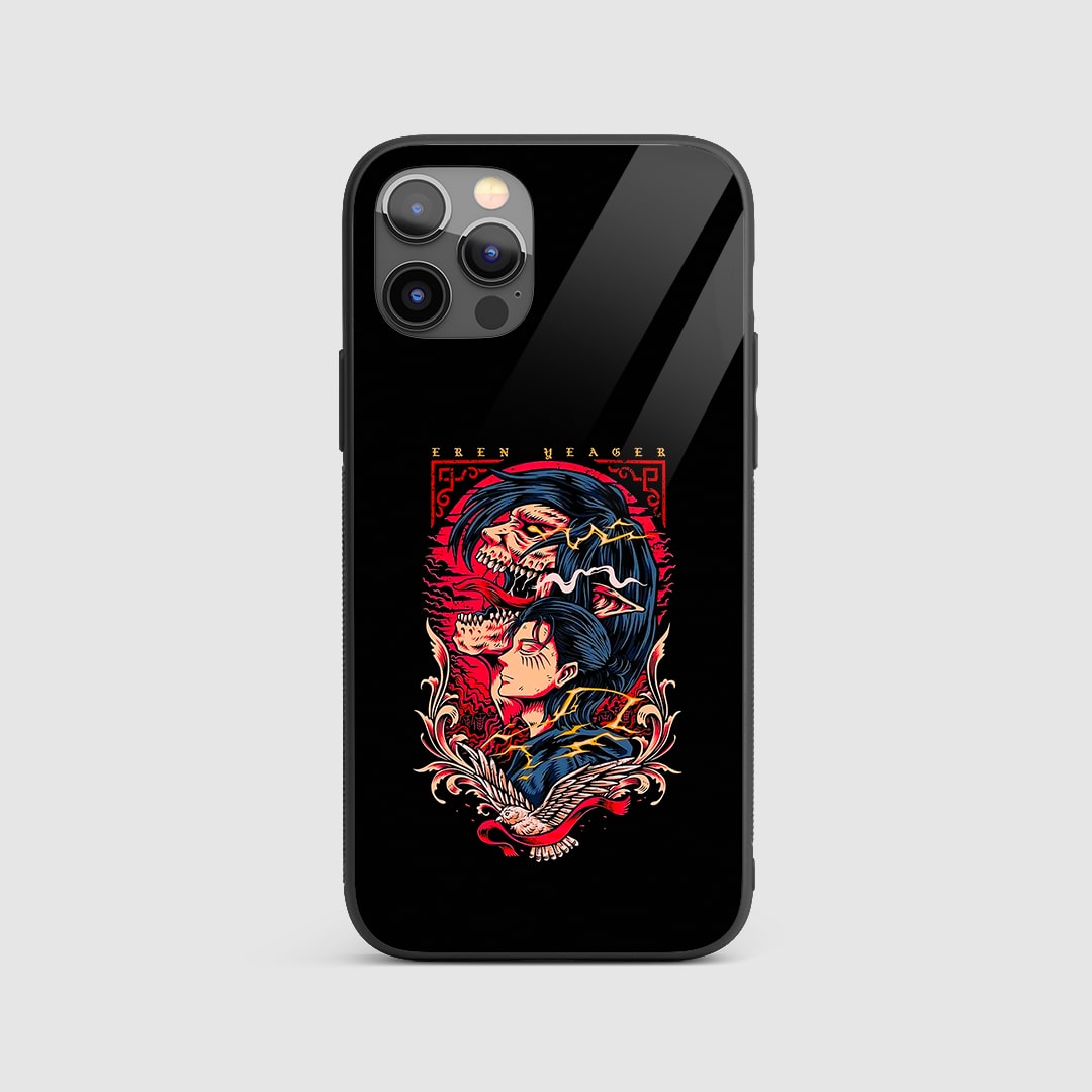 Eren Yeager Concept Silicone Armored Phone Case front view with AOT art.