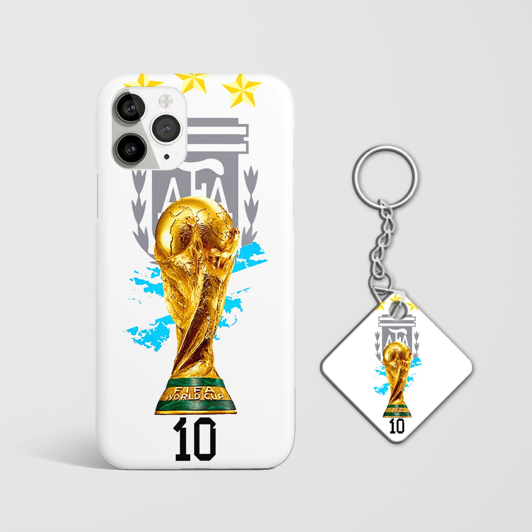 World Cup Trophy football phone case with Keychain