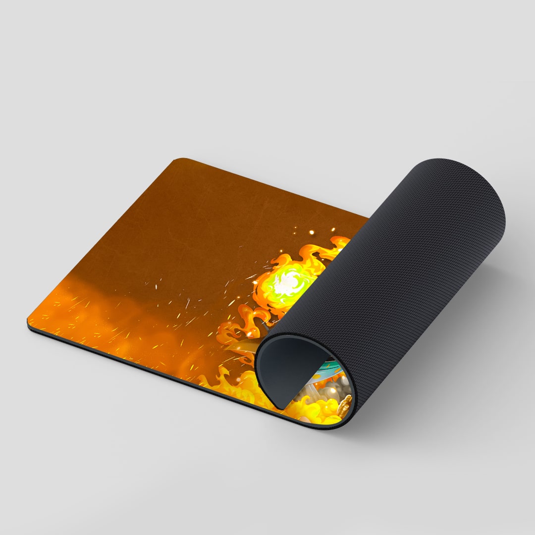 Smooth Fire Fist Ace themed desk mat for fans