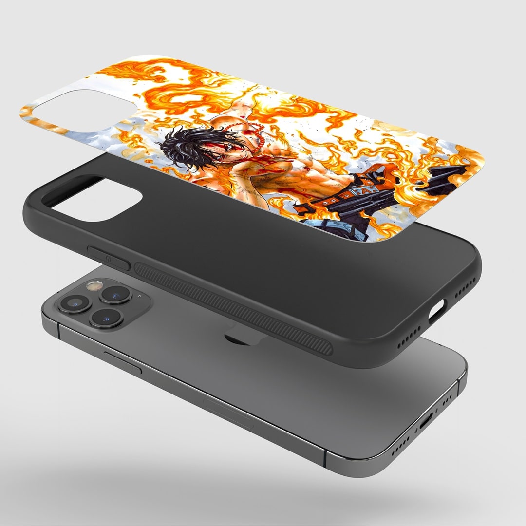 Fire Fist Ace Phone Case fitted on a smartphone, ensuring full access to all ports and buttons.