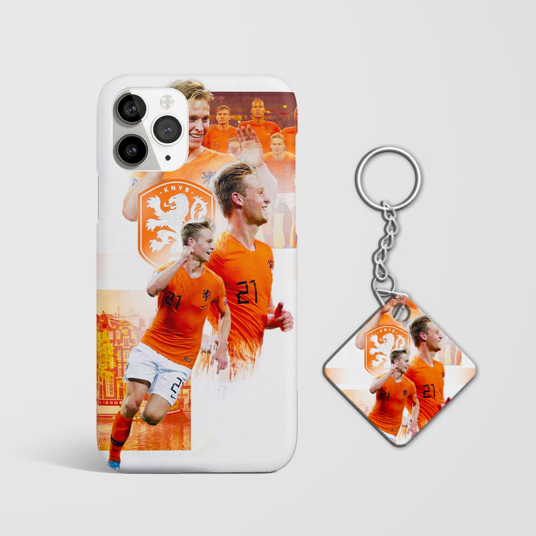 Frenkie de Jong football phone case with Keychain