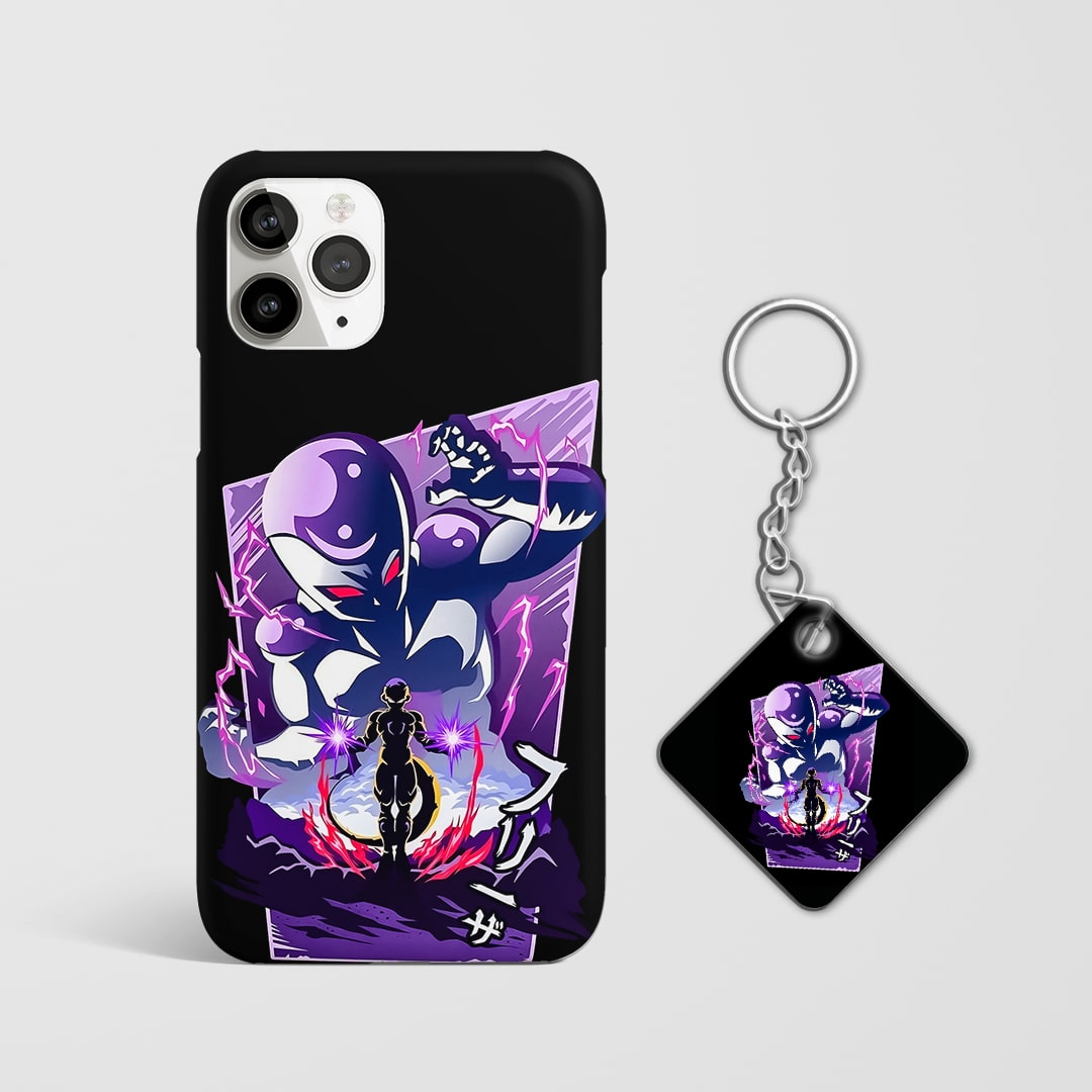 Back view of Frieza Minimal Phone Cover featuring subtle villain artwork with Keychain.