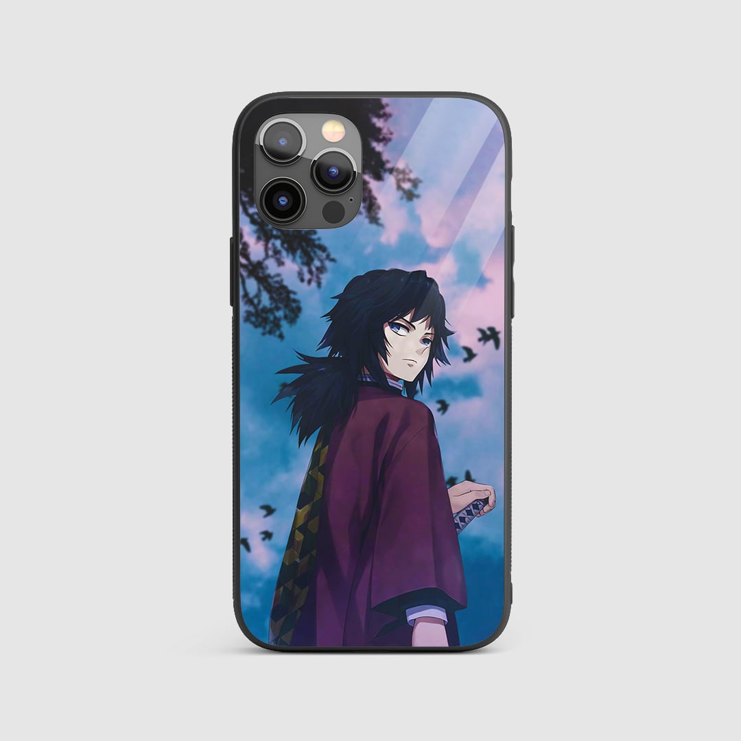 Giyu Blue Sky Silicone Armored Phone Case featuring stunning artwork of Giyu Tomioka against a blue sky.