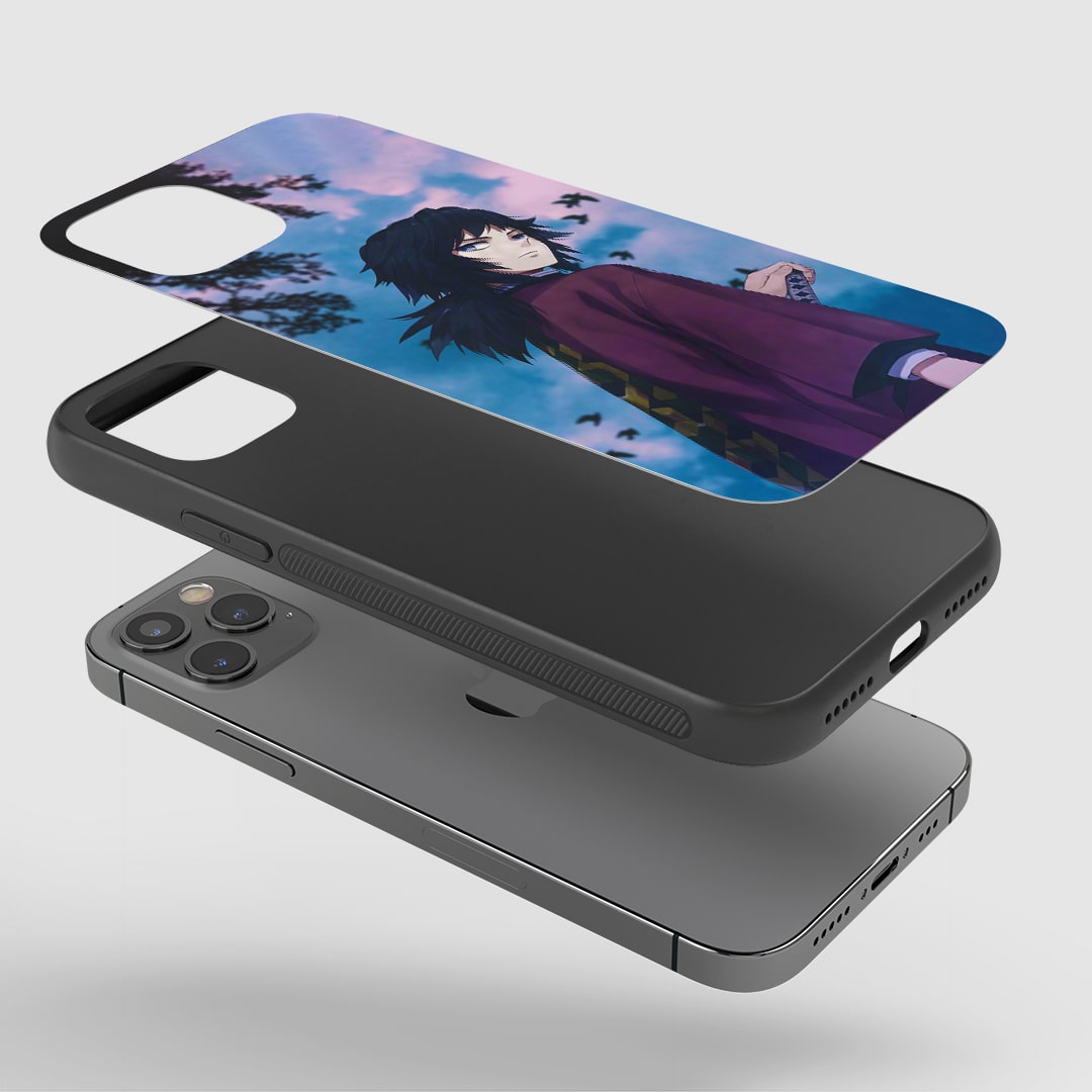 Giyu Blue Sky Phone Case installed on a smartphone, offering robust protection and a serene design.