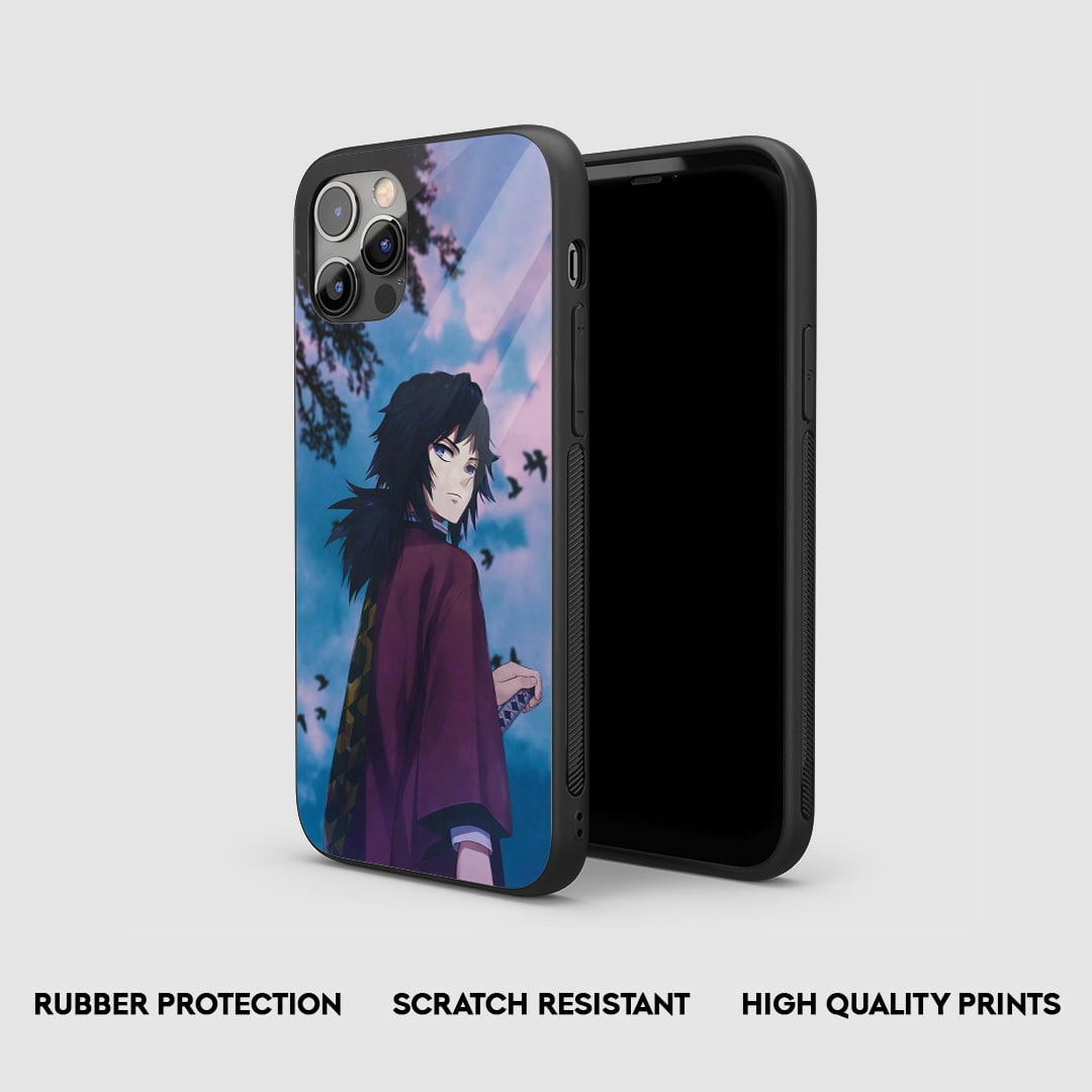 Side view of the Giyu Blue Sky Armored Phone Case, highlighting its thick, protective silicone material.