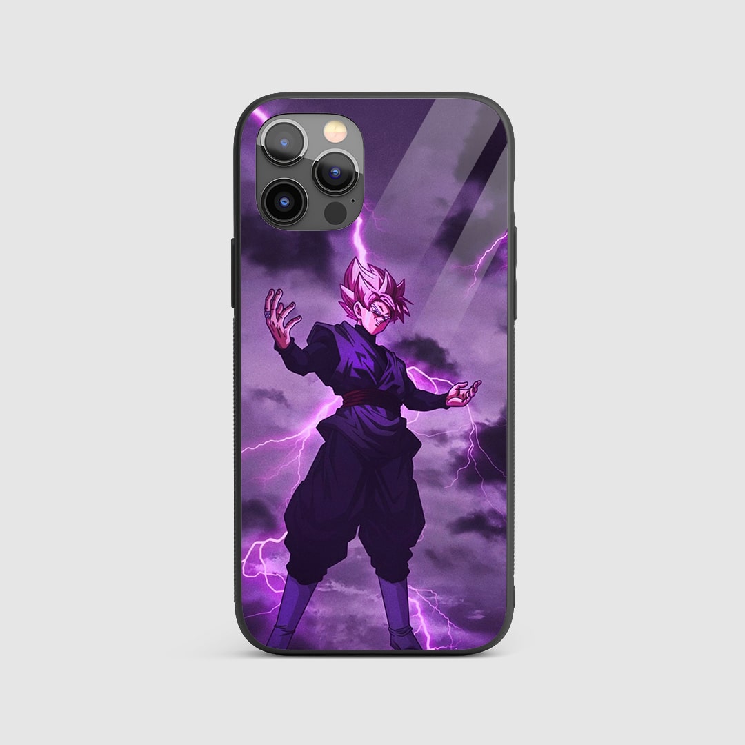 Goku Black Silicone Armored Phone Case featuring Super Saiyan Rosé Goku Black in a dynamic pose.