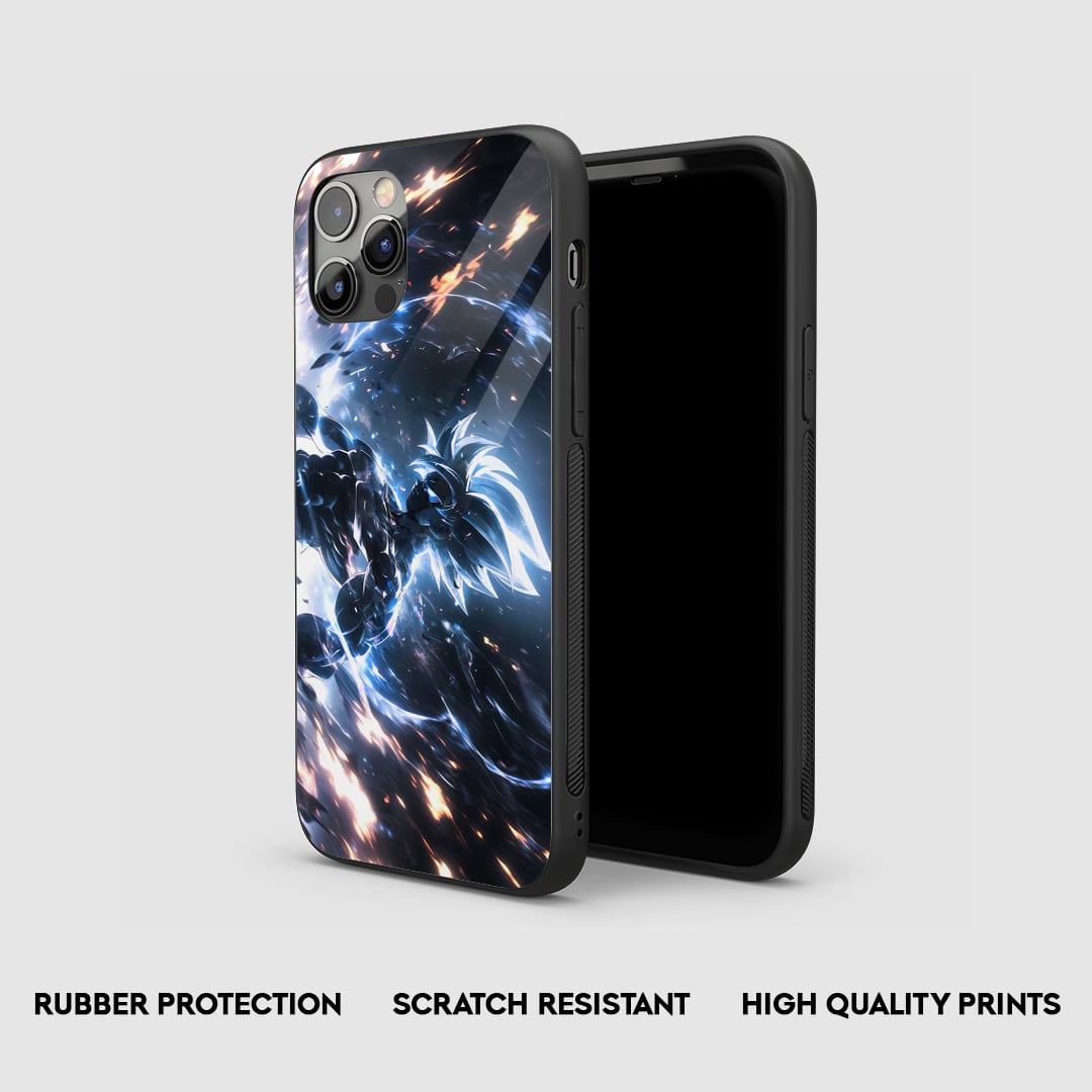 Side view of the Goku Dark Armored Phone Case, emphasizing its thick, protective silicone.