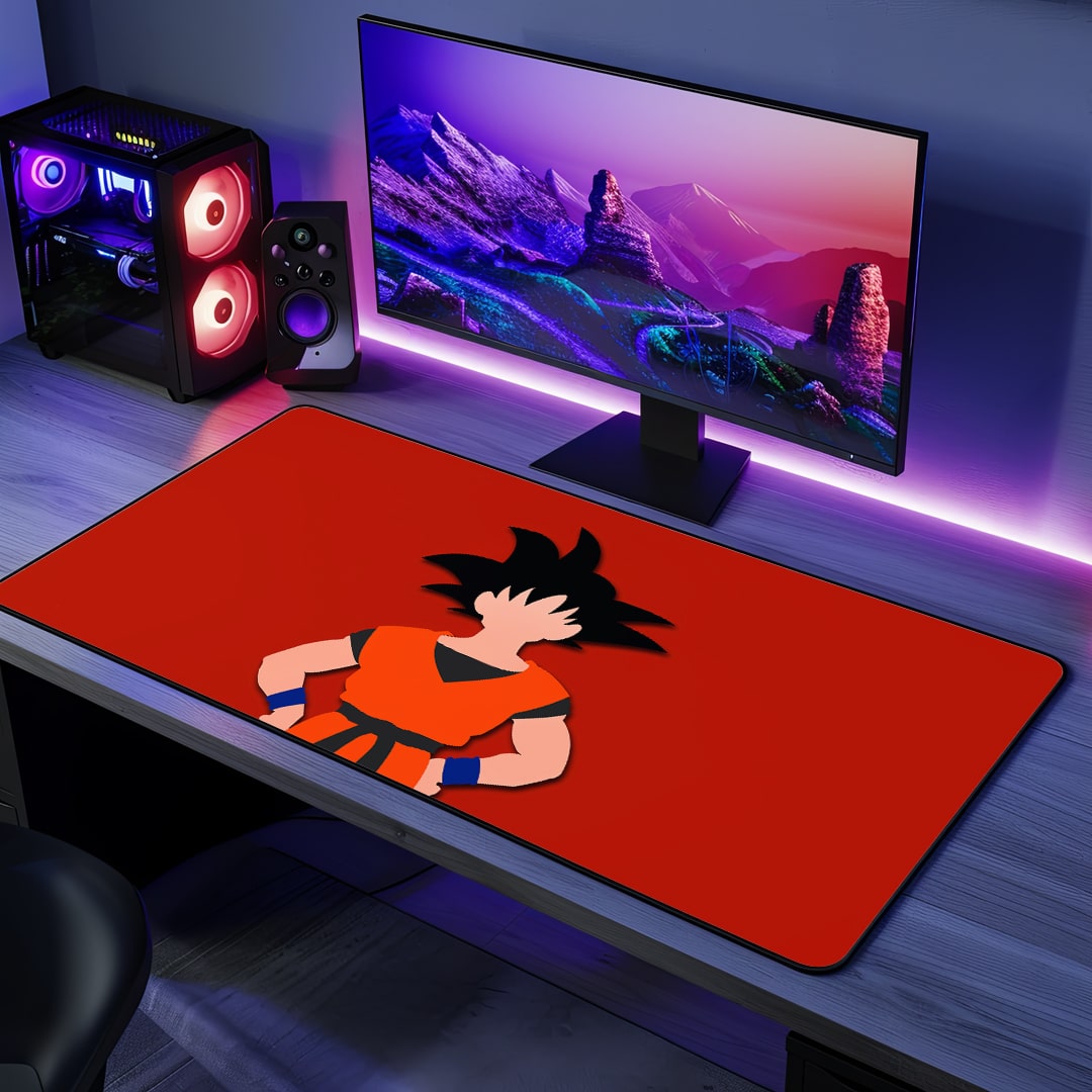 Goku Minimalist Desk Mat with clean anime design