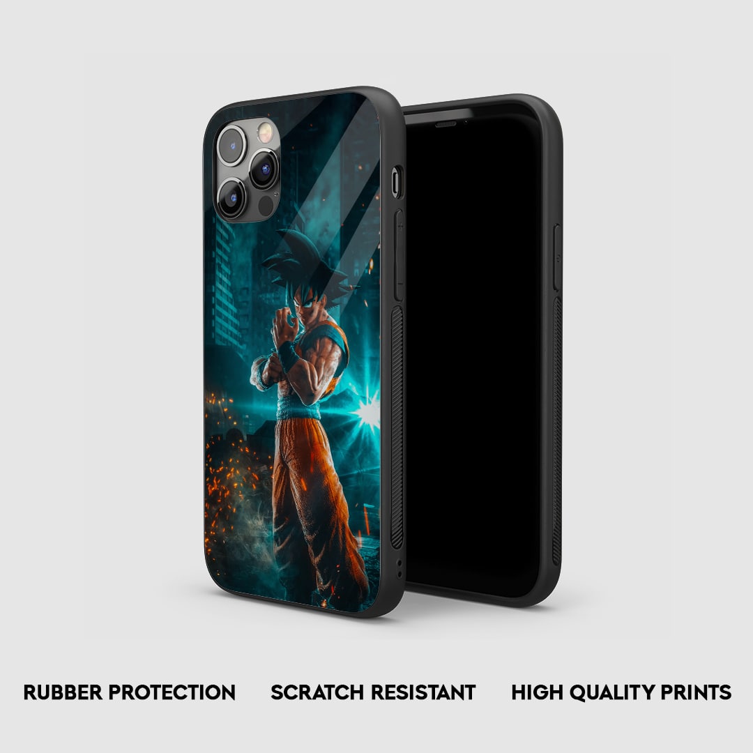 Side view of the Goku Training Armored Phone Case, highlighting its thick, protective silicone.
