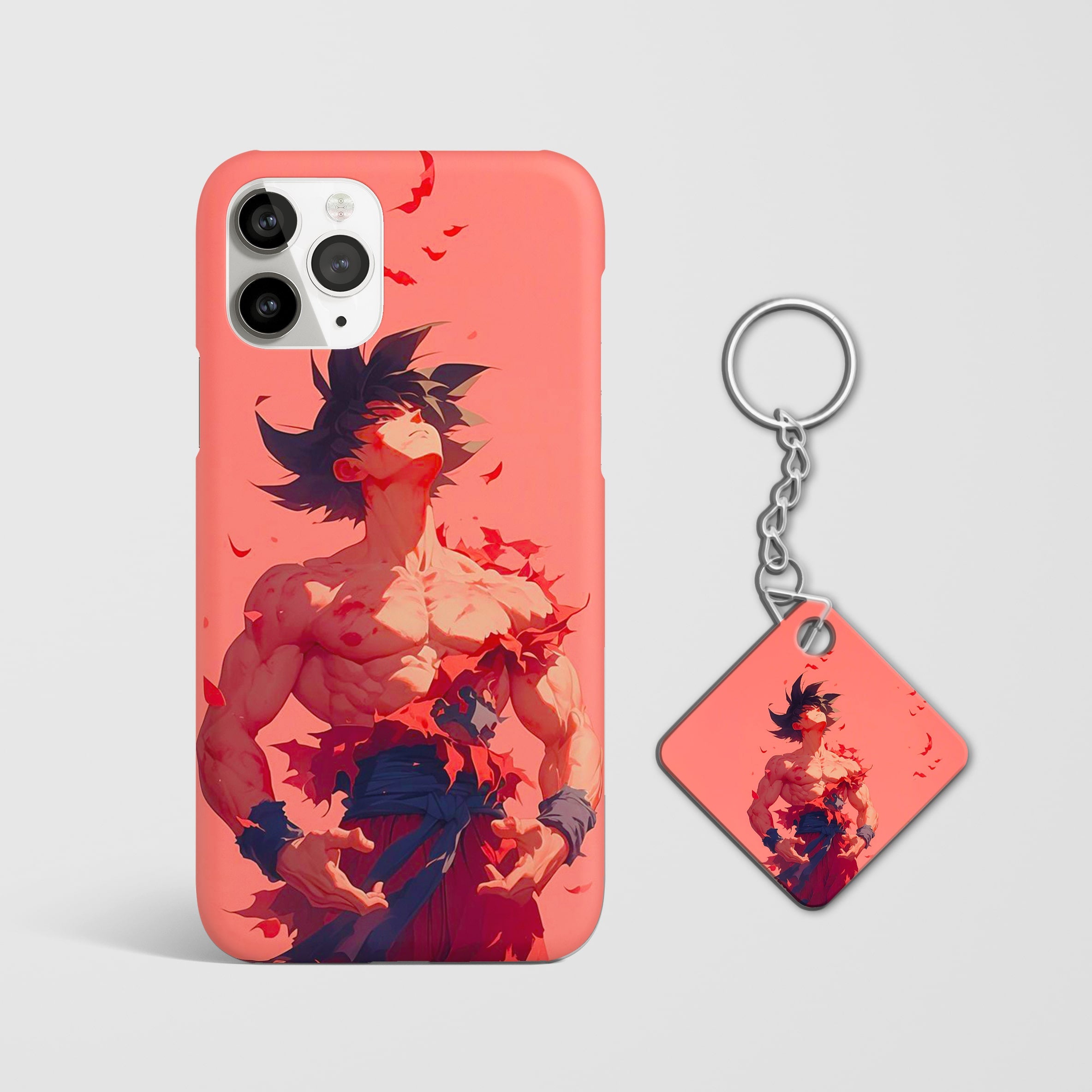 Durable Goku Distorted phone cover with Keychain