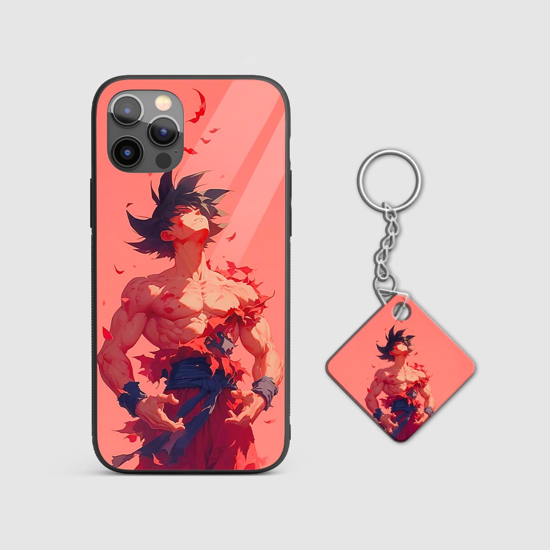 Durable Goku Distorted silicone armored case with Keychain.