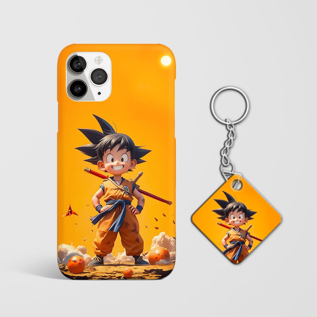 Back view of Goku Ghibli Phone Cover featuring Ghibli-style artwork with Keychain.