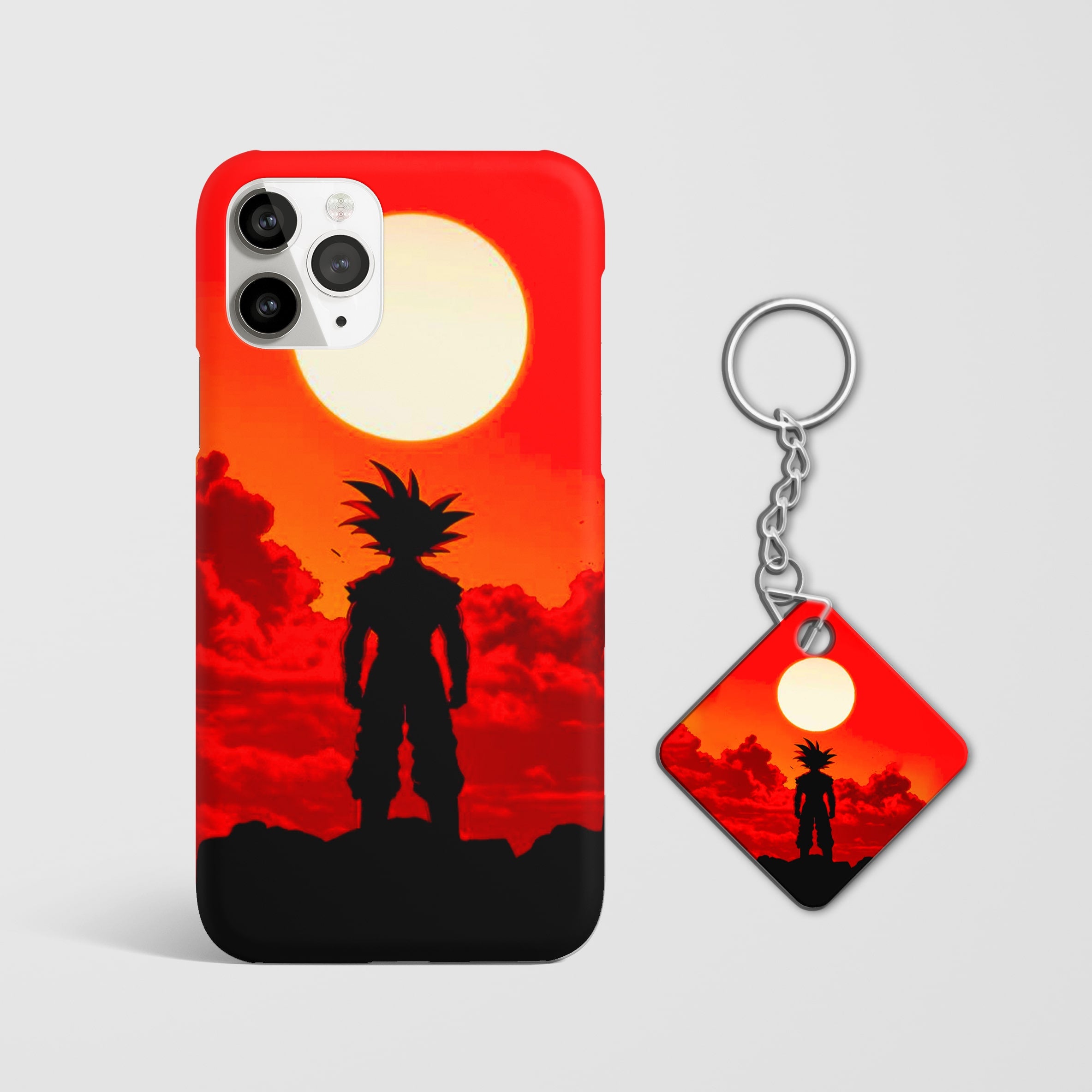 Durable Goku silhouette phone cover with Keychain
