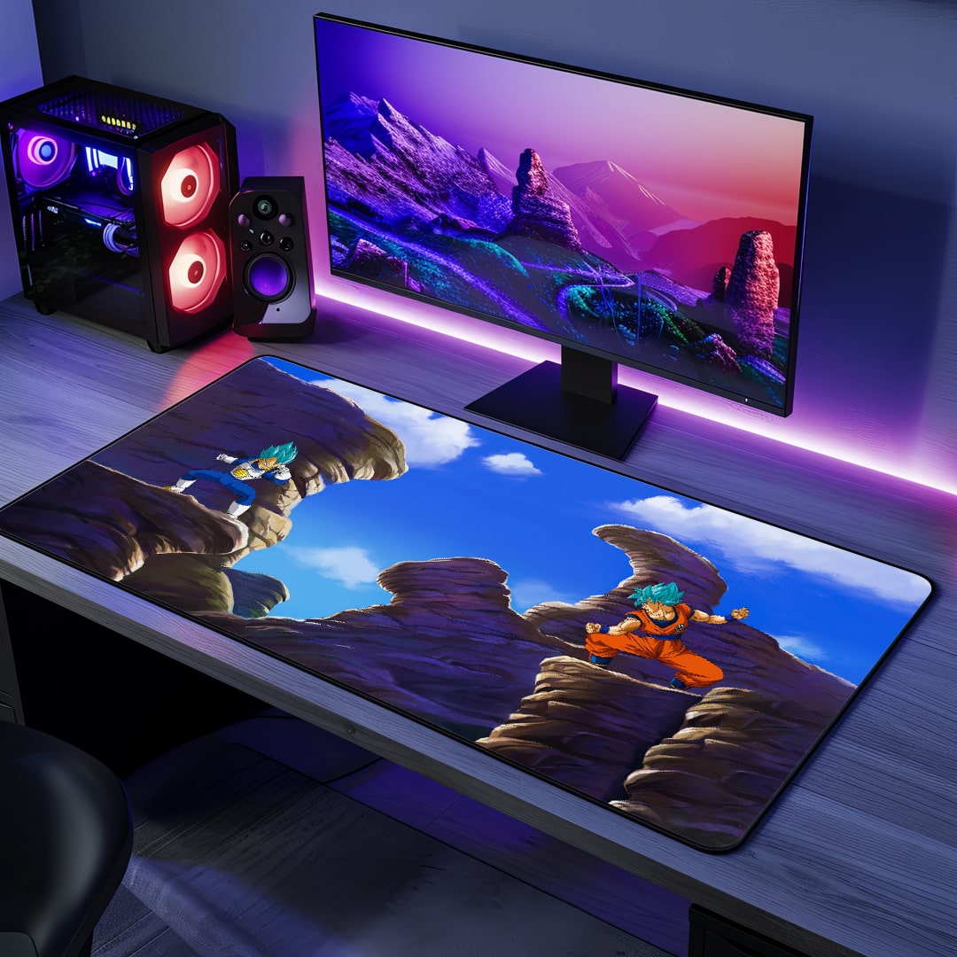 Goku vs Vegeta Desk Mat with powerful anime design