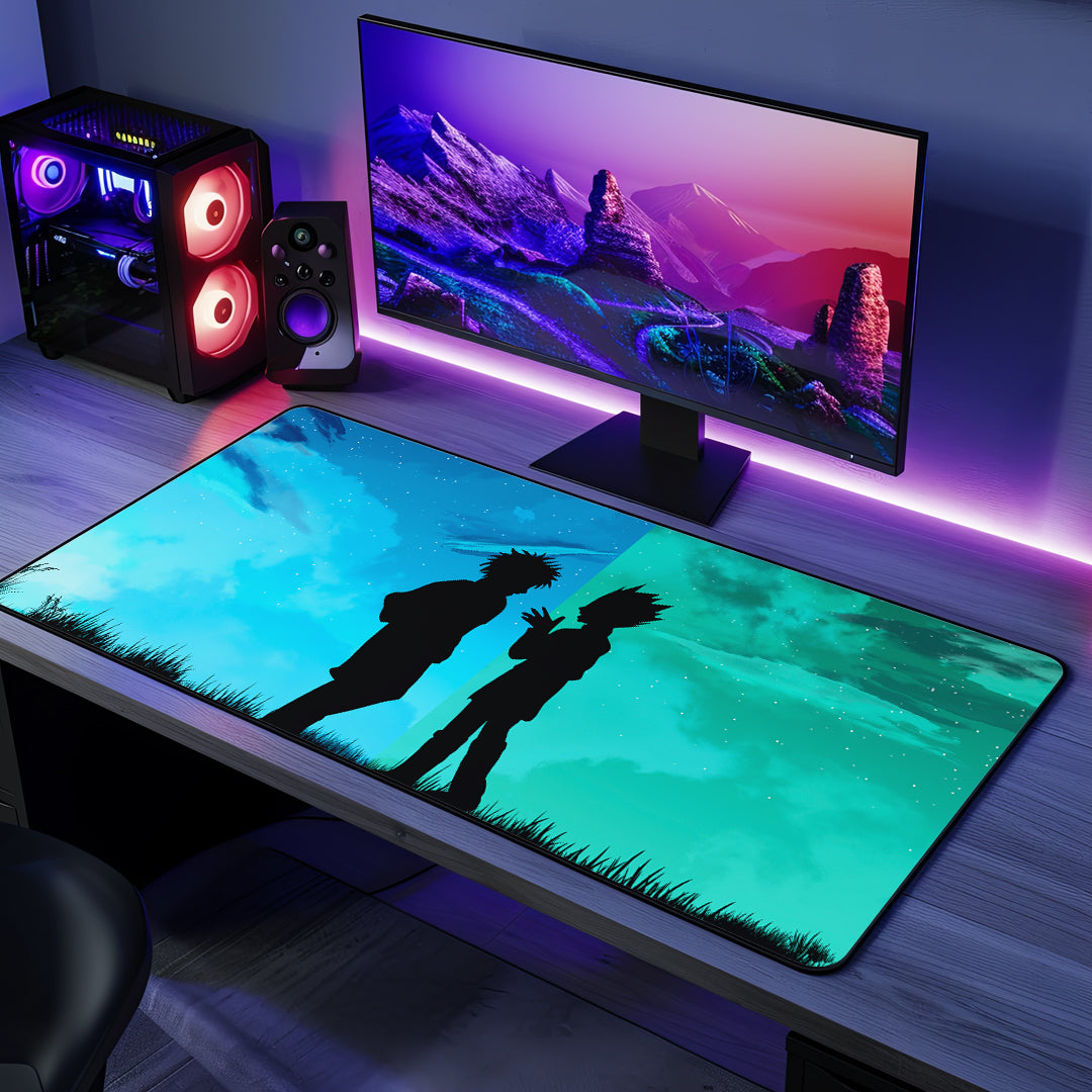 Gon Killua Minimal Desk Mat with clean anime design