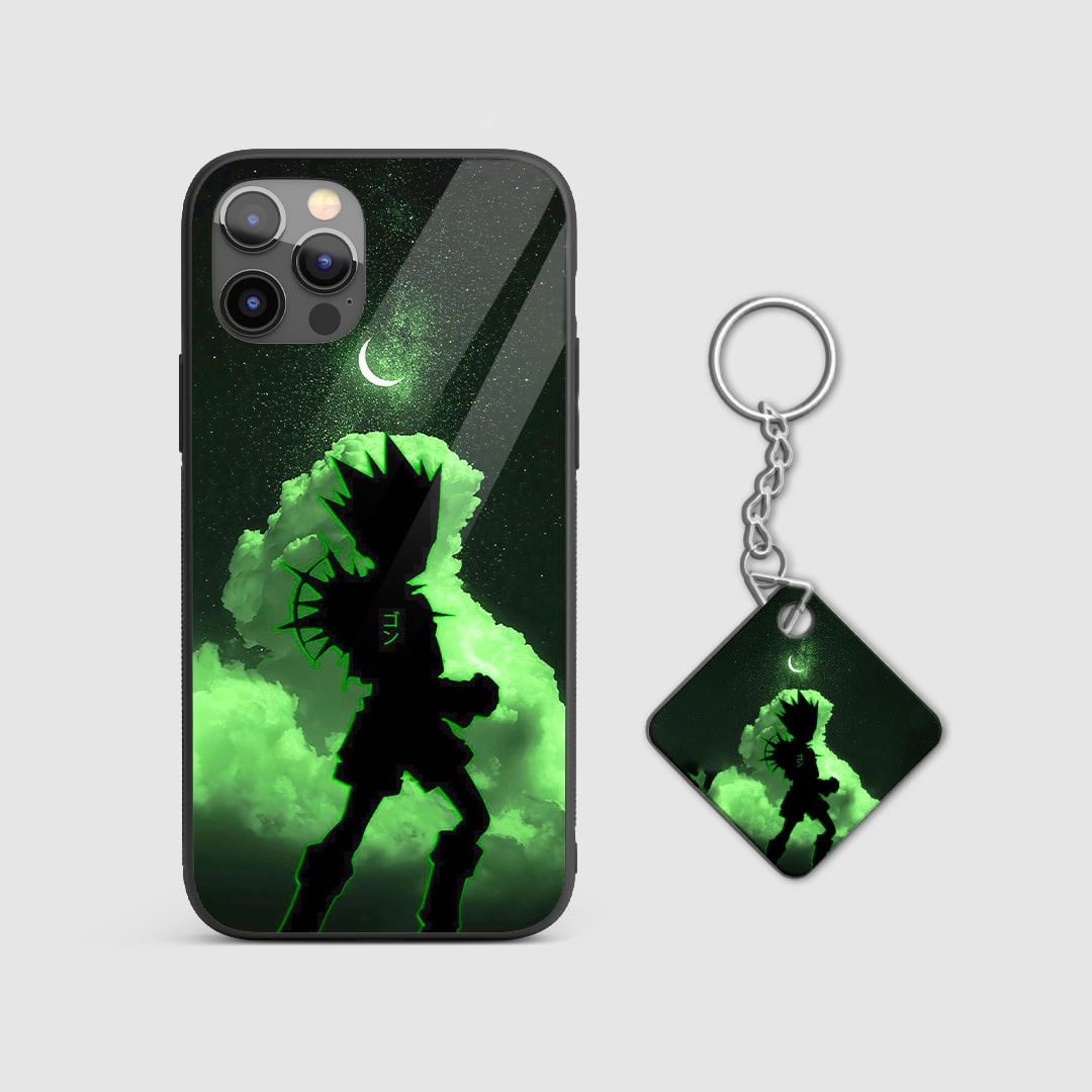 Anime phone case Gon silhouette design with Keychain