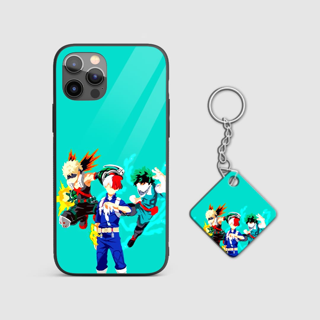 Durable My Hero Academia hero team anime phone case with Keychain