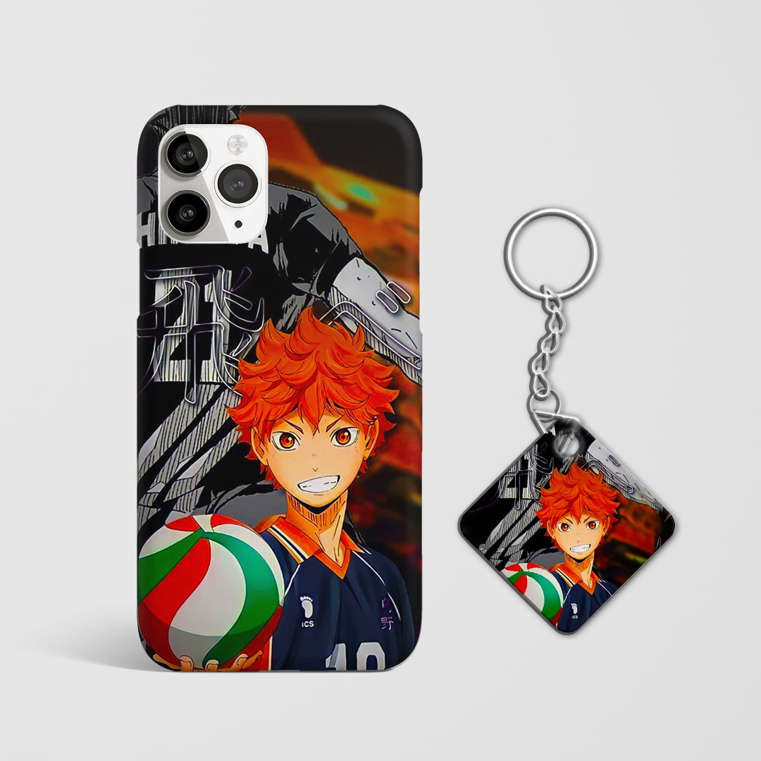 Back design of Haikyu Hinata Action case with Keychain