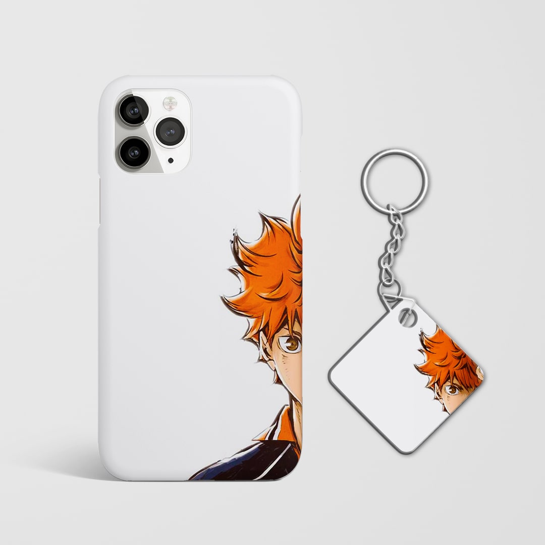 Back design of Haikyu Hinata Half Face case with Keychain
