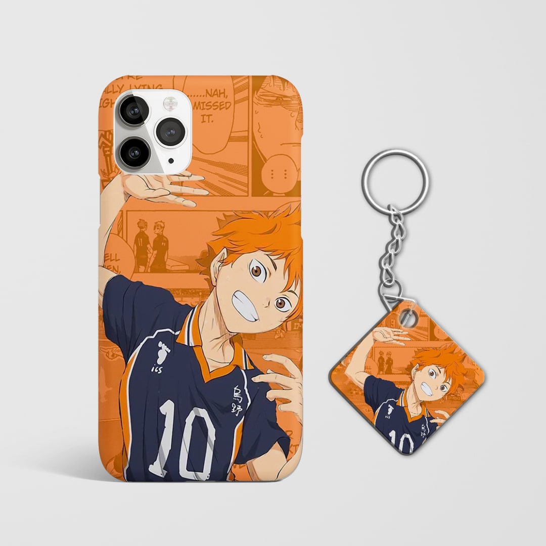 Back design of Haikyu Hinata Manga case with Keychain